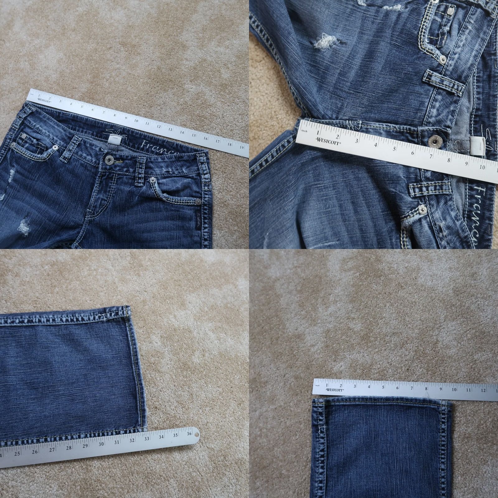 Silver Jeans Co. Silver Frances Jeans Womens 30x33 Blue Denim Bootcut Pants stretch Size 30" / US 8 / IT 44 - 9 Thumbnail