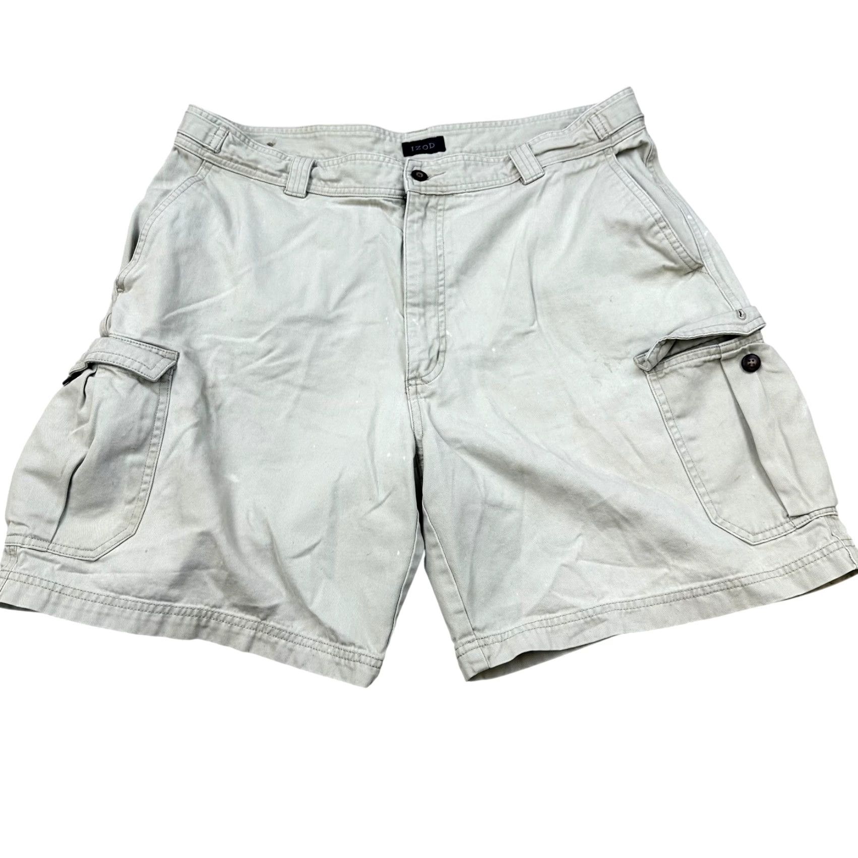 Izod IZOD Shorts Mens 36 Light Gray Cargo 100% Cotton Zip Fly Pockets Casual Summer Size US 36 / EU 52 - 2 Thumbnail