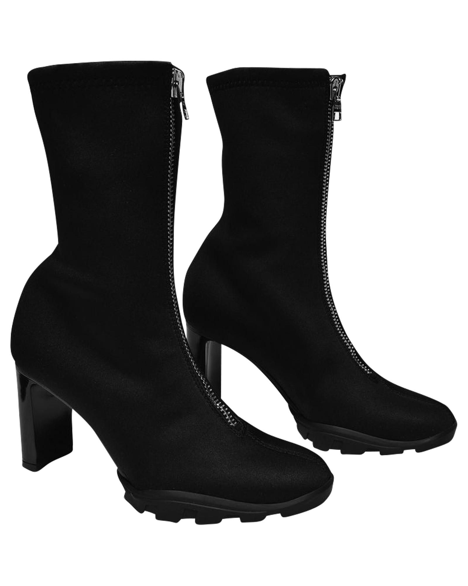 image of Alexander Mcqueen Soft Canvas Ankle Boots With Slip-On Closure in Black, Women's (Size 10)