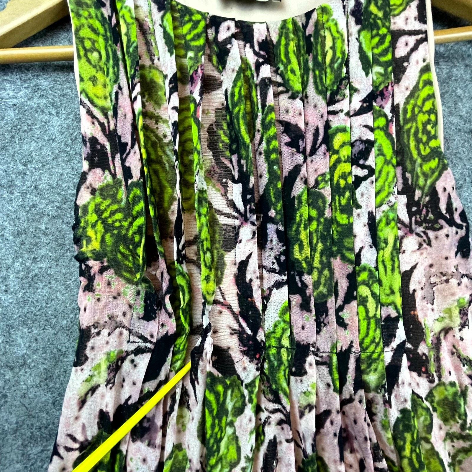 FUZZI Fuzzi Dress Small Green Pink Pleated Gauzy Whimsical Fairy Size S / US 4 / IT 40 - 4 Thumbnail