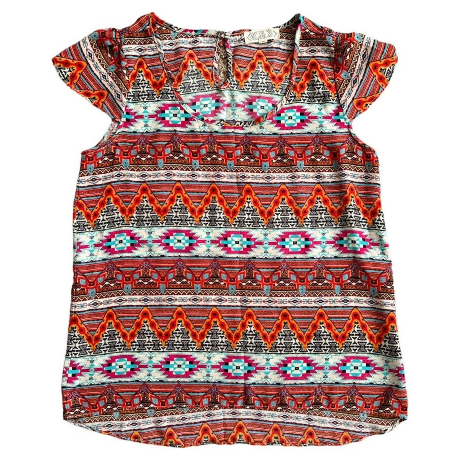 Other pink Rose Multicolor Printed Boat Neck Short Sleeve Top, M Size M / US 6-8 / IT 42-44 - 2 Thumbnail