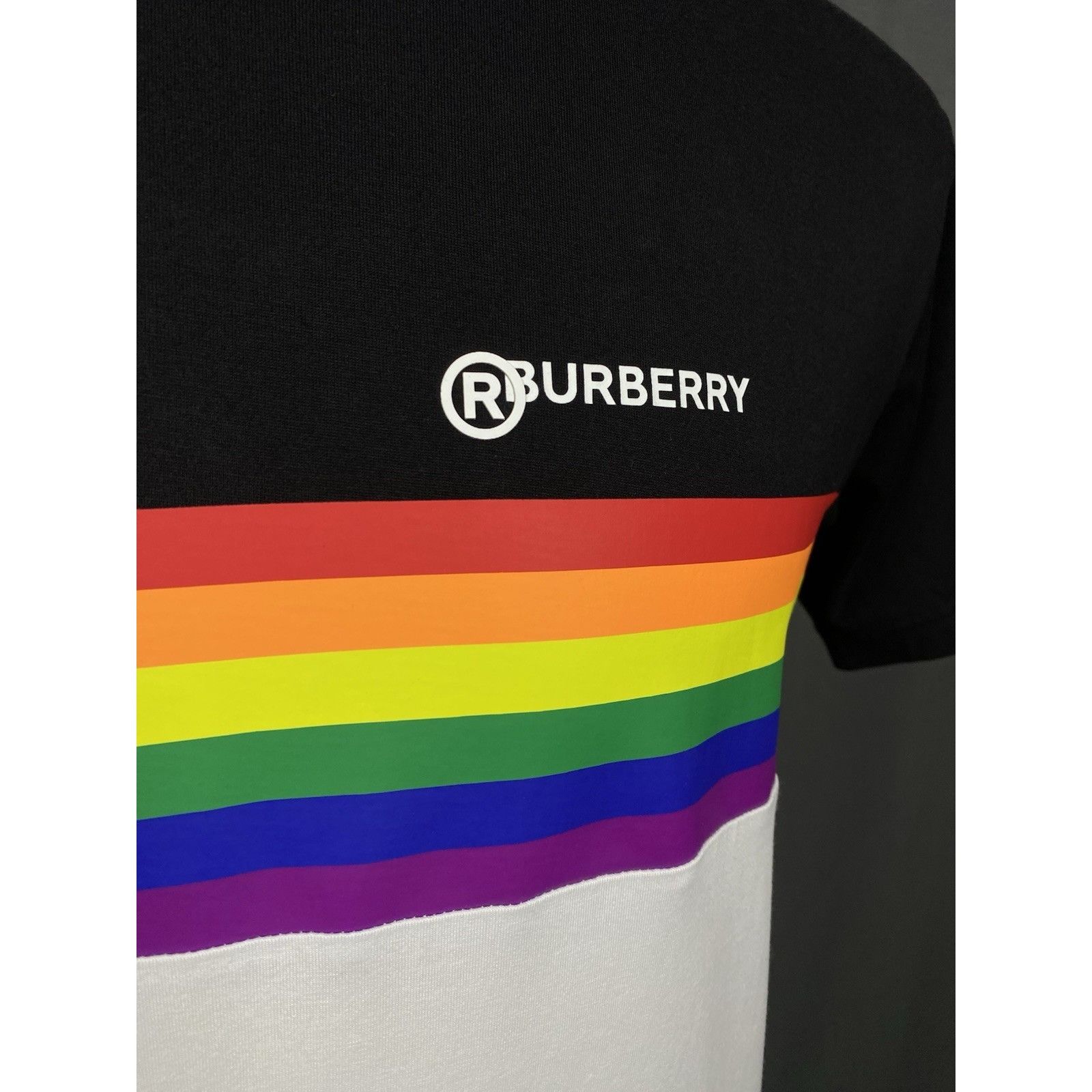 Burberry Burberry Rainbow Striped Crewneck Men's White Oversized T-Sh Size US XS / EU 42 / 0 - 8 Thumbnail