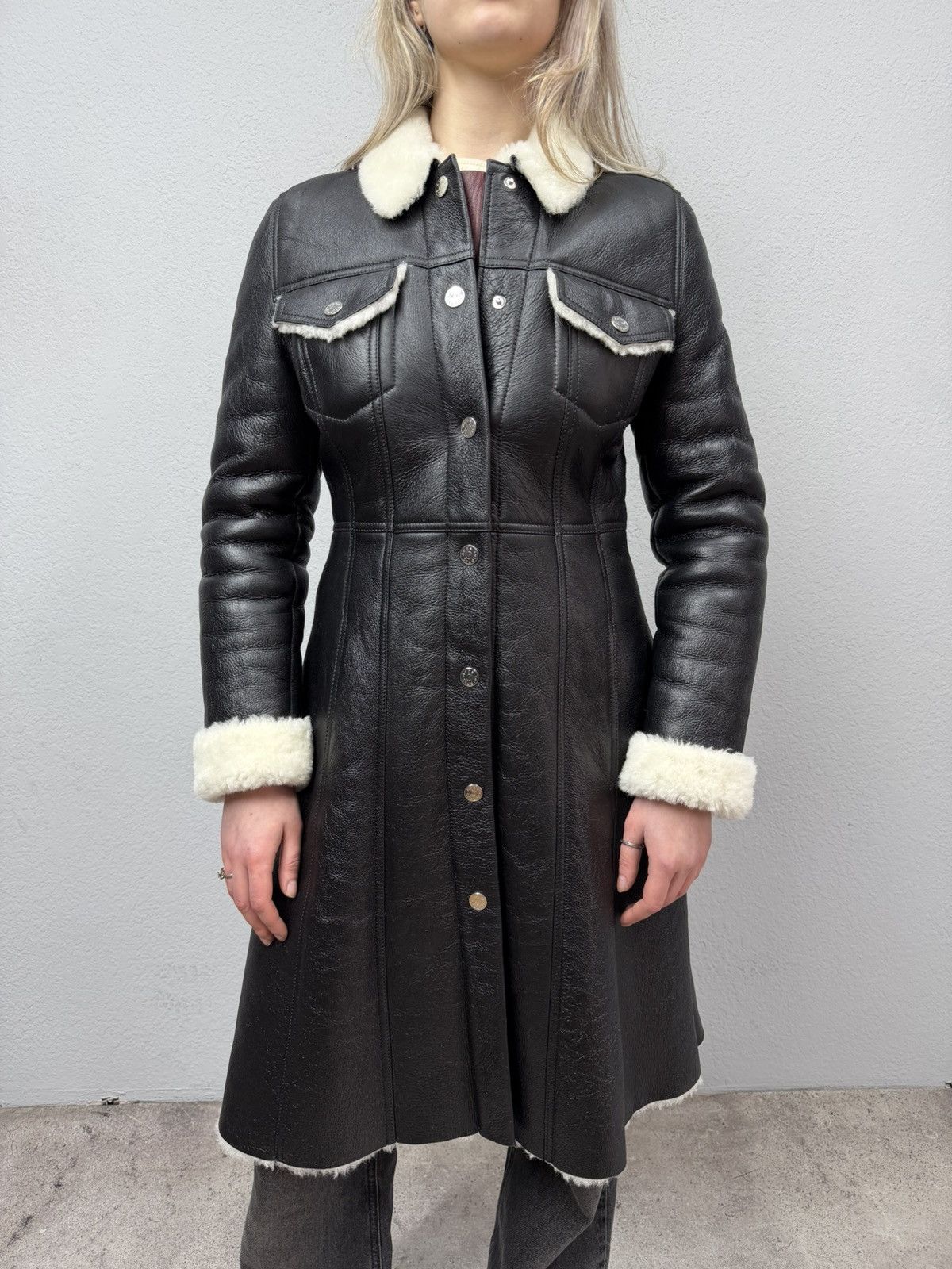 If Six Was Nine Acne Studios Shearling Lamb Leather Coat Jacket Size S / US 4 / IT 40 - 4 Thumbnail