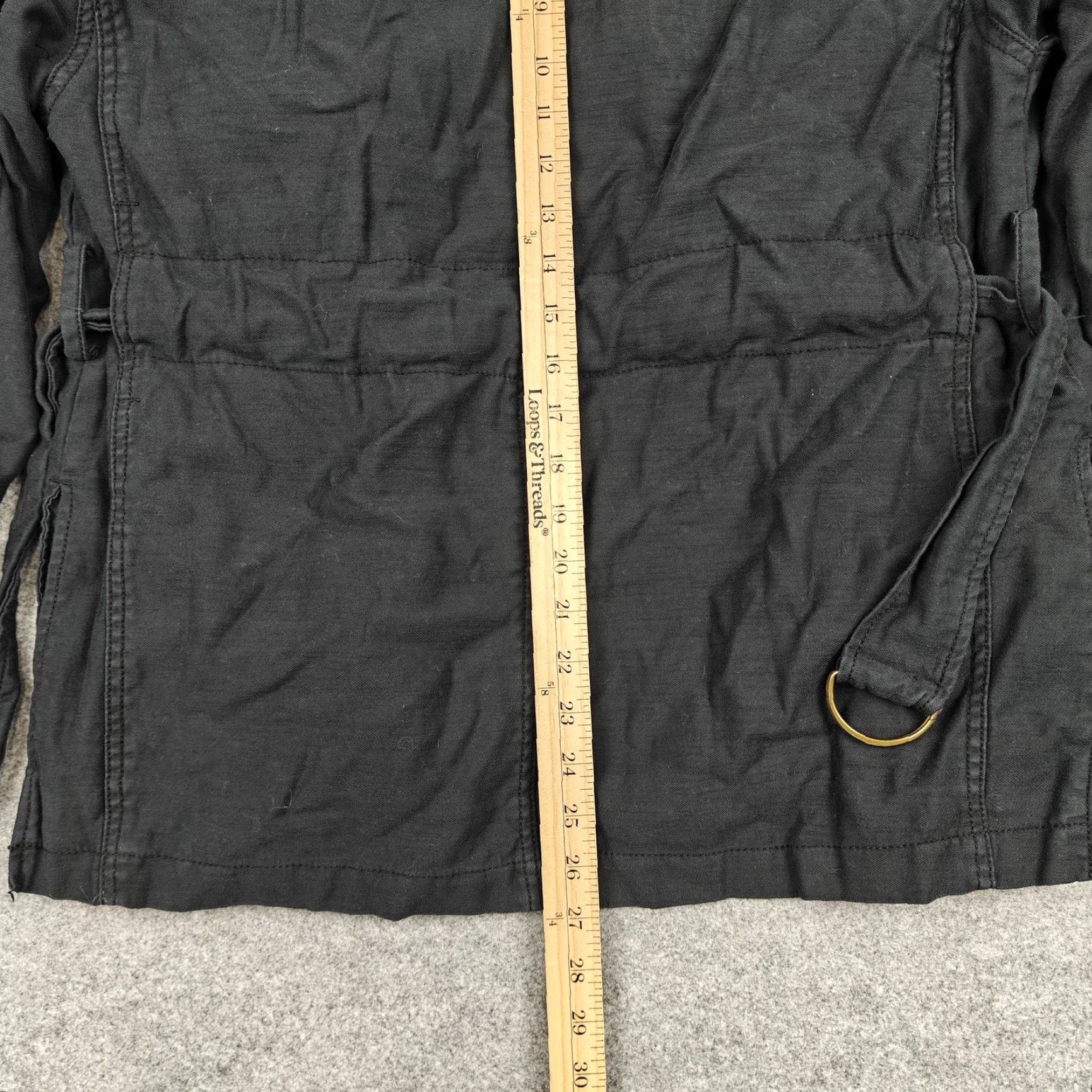 Free People Free People Jacket Womens Small Black Canvas Belted Pockets Open Front Size S / US 4 / IT 40 - 7 Thumbnail