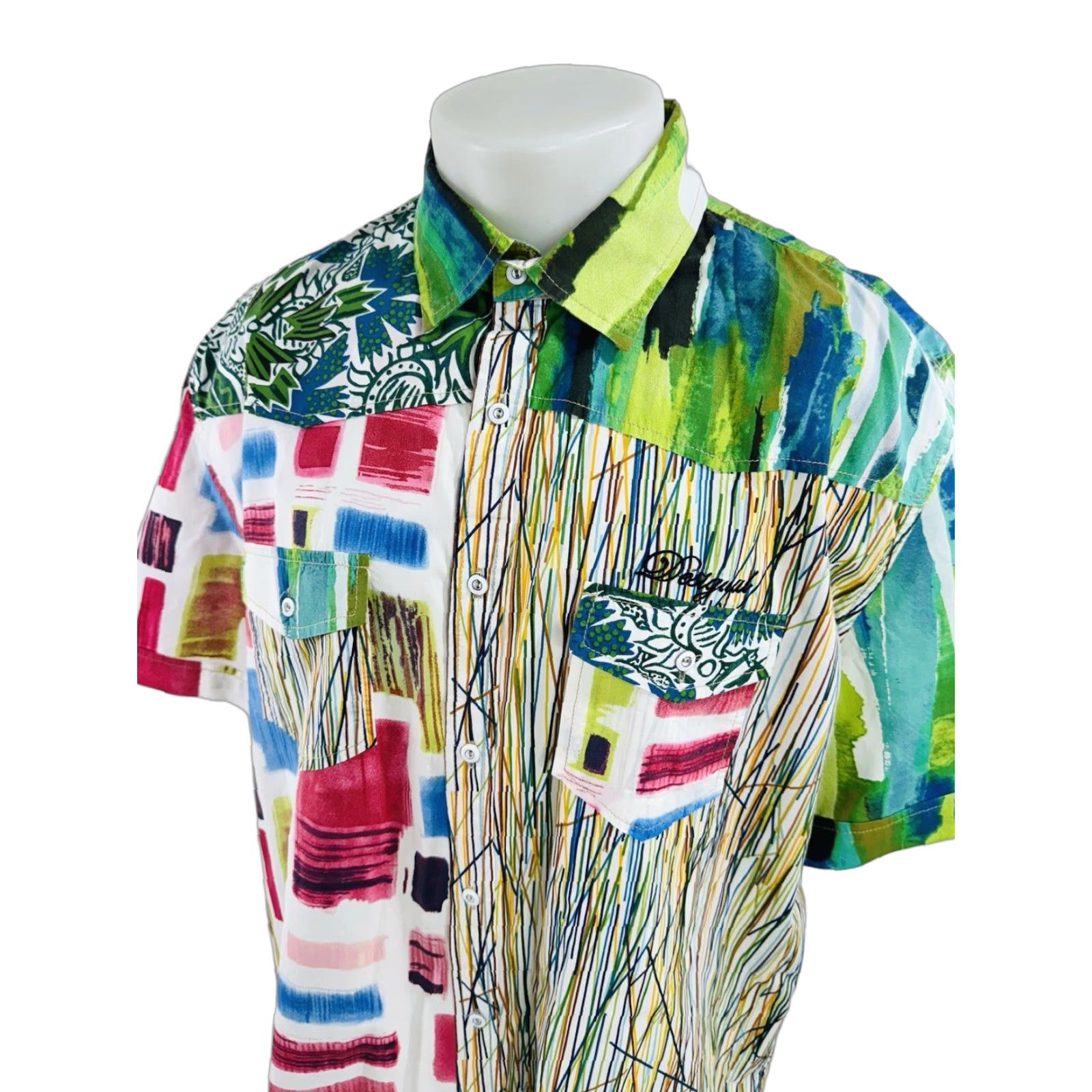 Desigual DESIGUAL Abstract Colorful Mens 3XL Slim Fit Shirt Button-Up Short Sleeve Multicolor Colorful Slimming Men Mens 3XL Shirt Size US XXL / EU 58 / 5 - 1 Thumbnail
