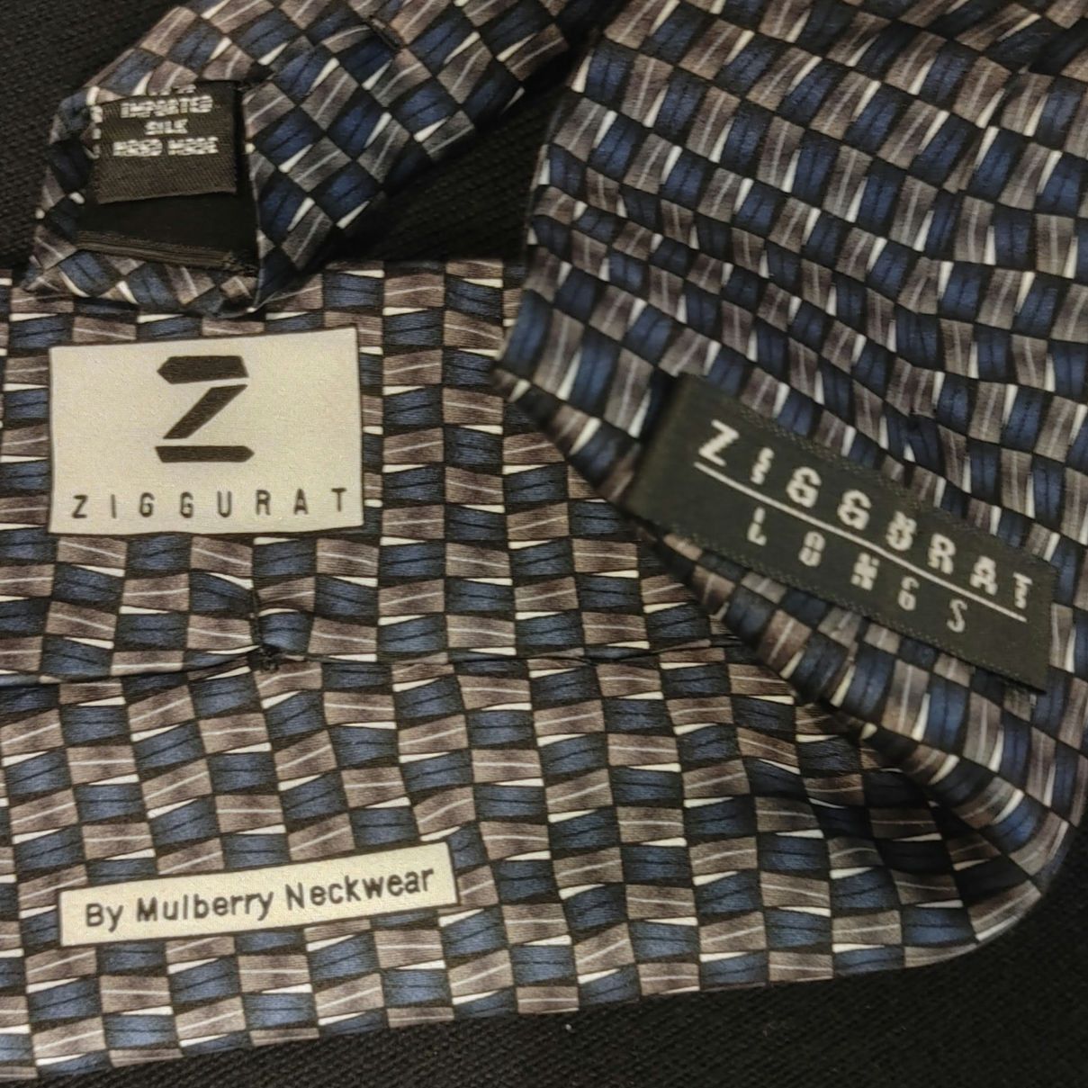 Other Ziggurat Longs Men's OS Silver/Blue Geometric Tie Size ONE SIZE - 2 Thumbnail