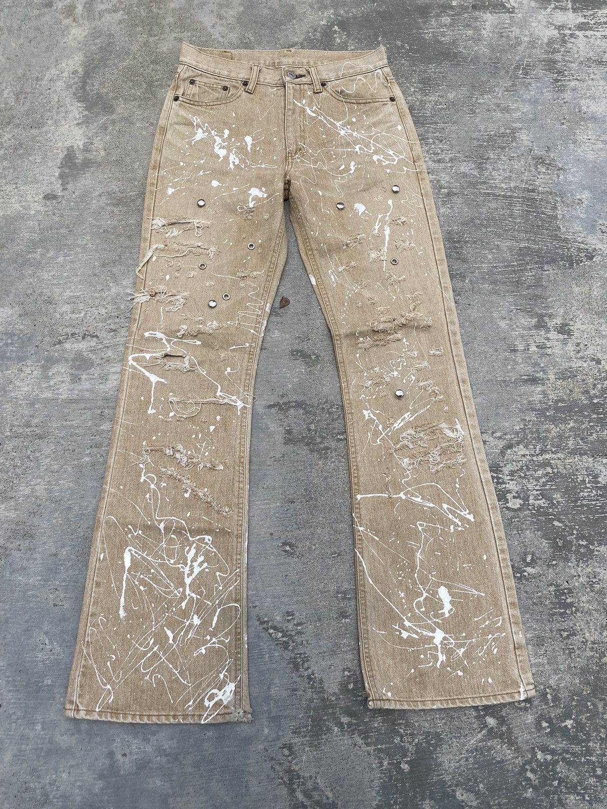 Japanese Brand × Vintage VINTAGE BOBSON DISTRESSED FLARE STUD PAINT SPLASH TORNADO Size US 28 / EU 44 - 1 Thumbnail
