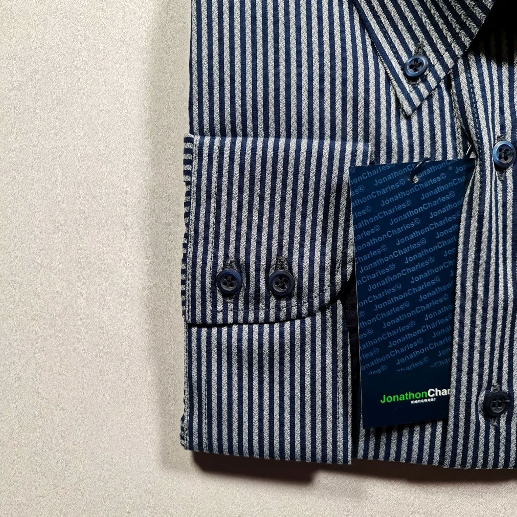 Vintage Jonathon Charles Mens Shirt Striped Button-Down 3XL Blue Long Sleeve Cotton Jersey Button-Up Mens Size US XXL / EU 58 / 5 - 4 Thumbnail