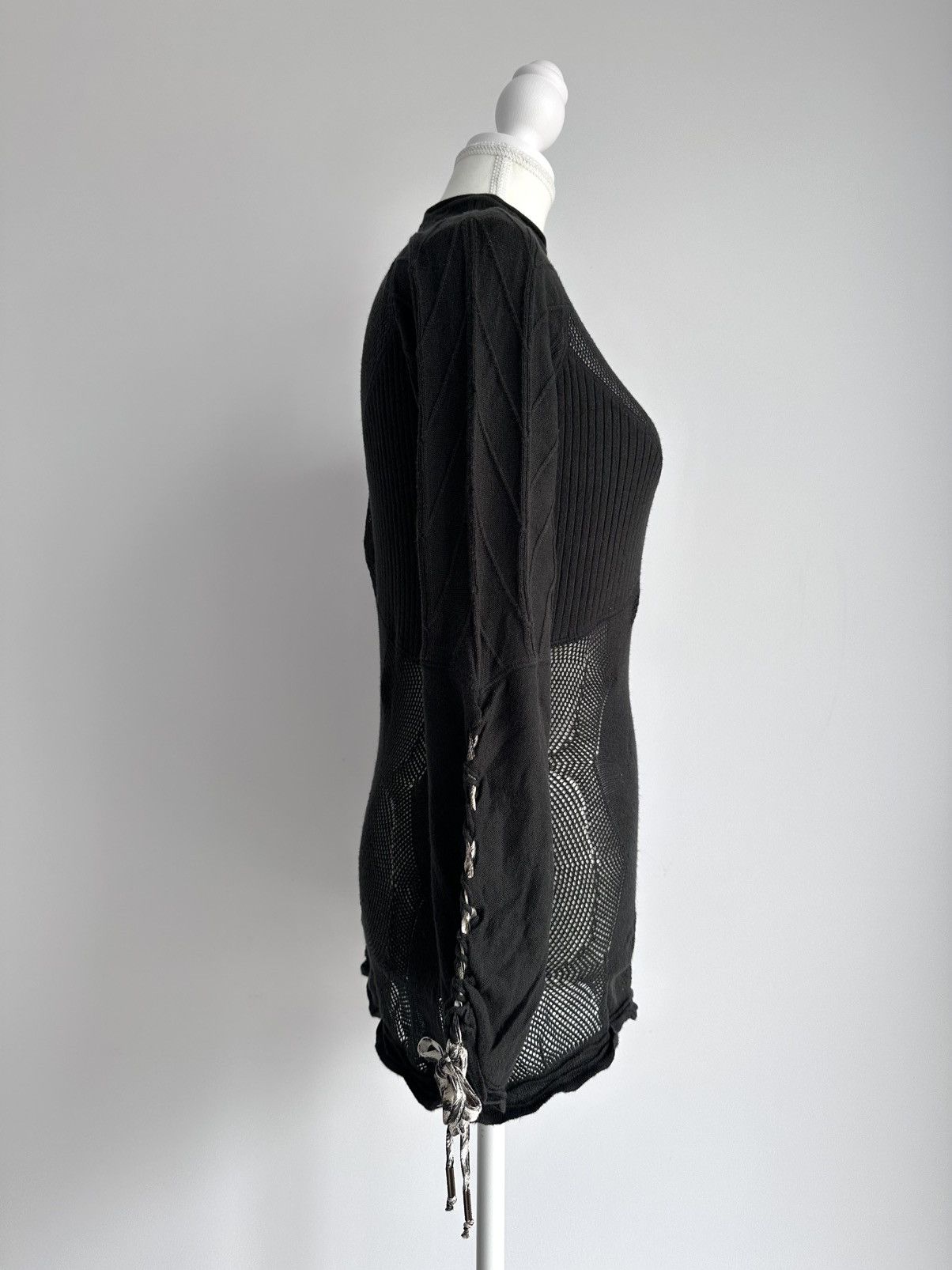 Just Cavalli 00s Just Cavalli Y2K Black Cotton Mini Mesh Dress Sz 46 Size L / US 10 / IT 46 - 4 Thumbnail