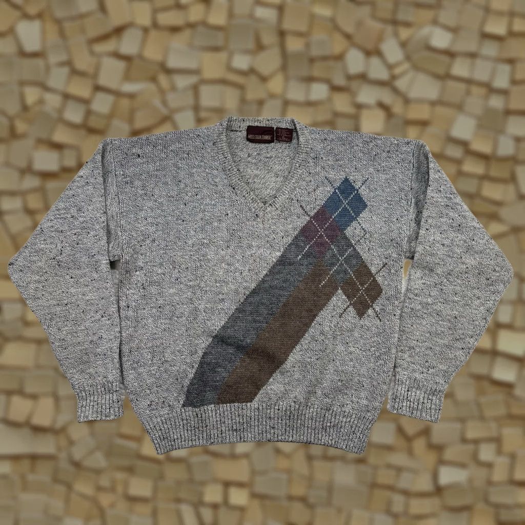 Vintage VINTAGE Moss Creek Trader Mens XL Wool Blend Argyle V-Neck Sweater Grey Pullover Size US XL / EU 56 / 4 - 1 Thumbnail