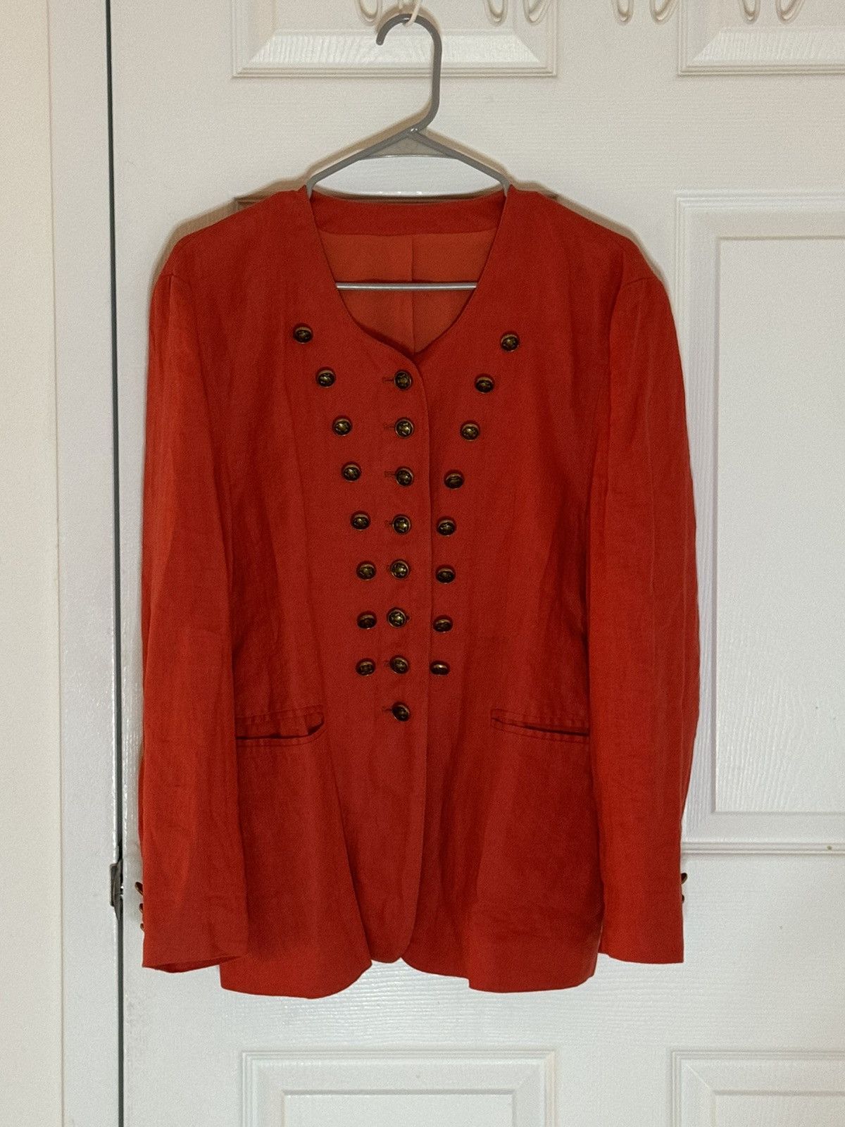 Vintage Red linen blazer oversized drop shoulder Size S / US 4 / IT 40 - 3 Thumbnail