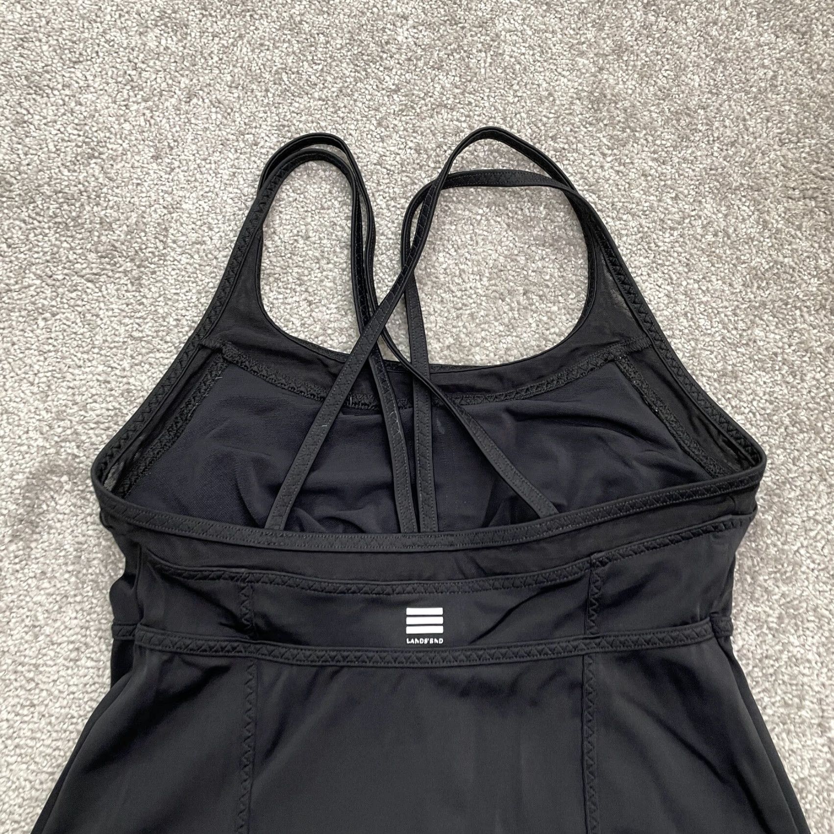 Lands' End Lands' End Tankini Womens 6 Black Racerback Scoop Neck Beach Swimming Size ONE SIZE - 2 Thumbnail