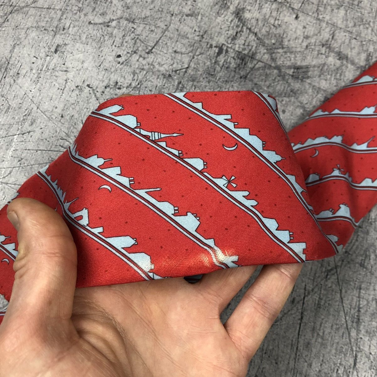 Hermes Hermes Distressed Paris Night Skyline Tie Size ONE SIZE - 7 Thumbnail