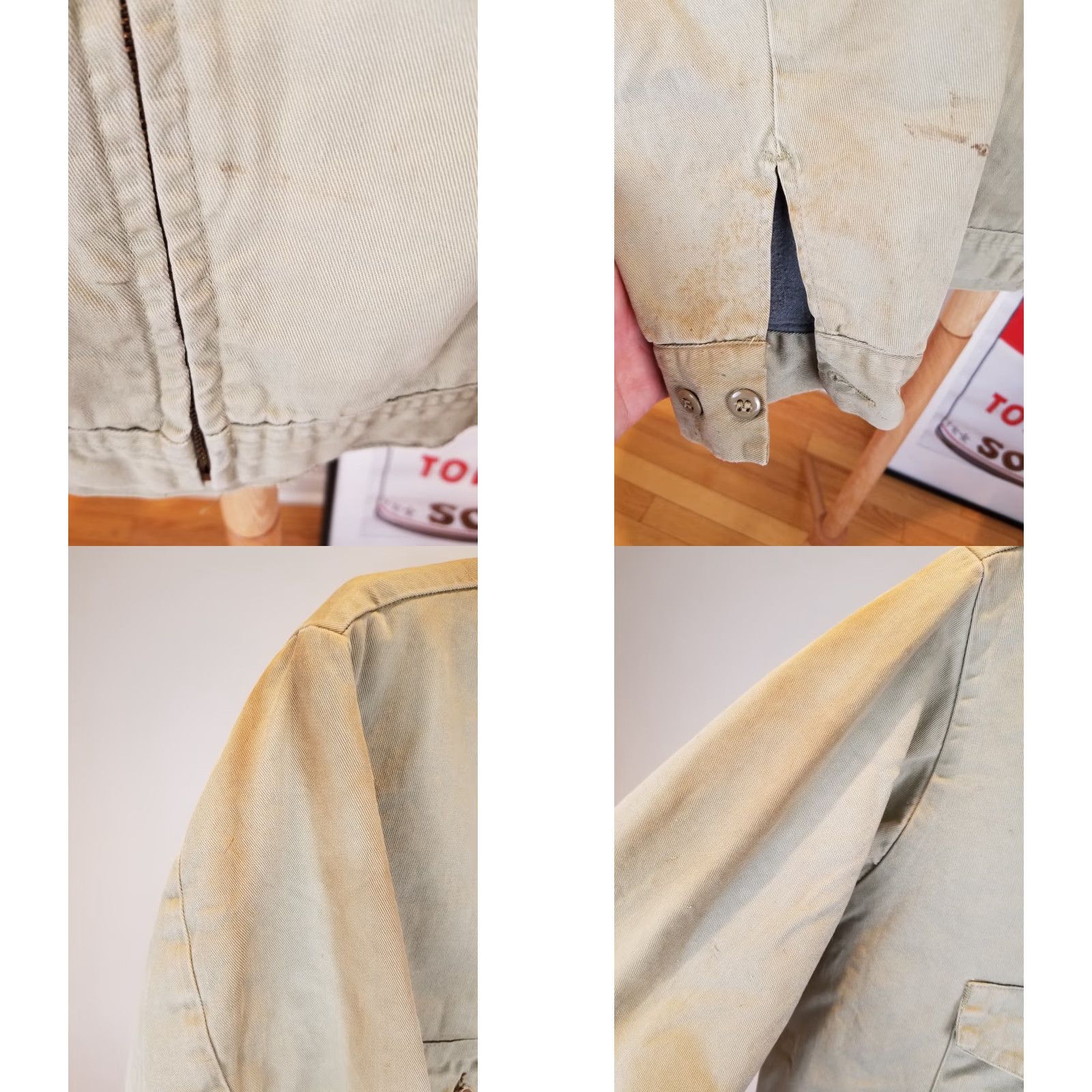 Vintage VINTAGE Unbranded Beige Work Mechanic Gray Fannel Lining Jacket SZ 42 Men's Jacket 50s 24in Chest Cross Shoulder 24in Size US XS / EU 42 / 0 - 8 Thumbnail
