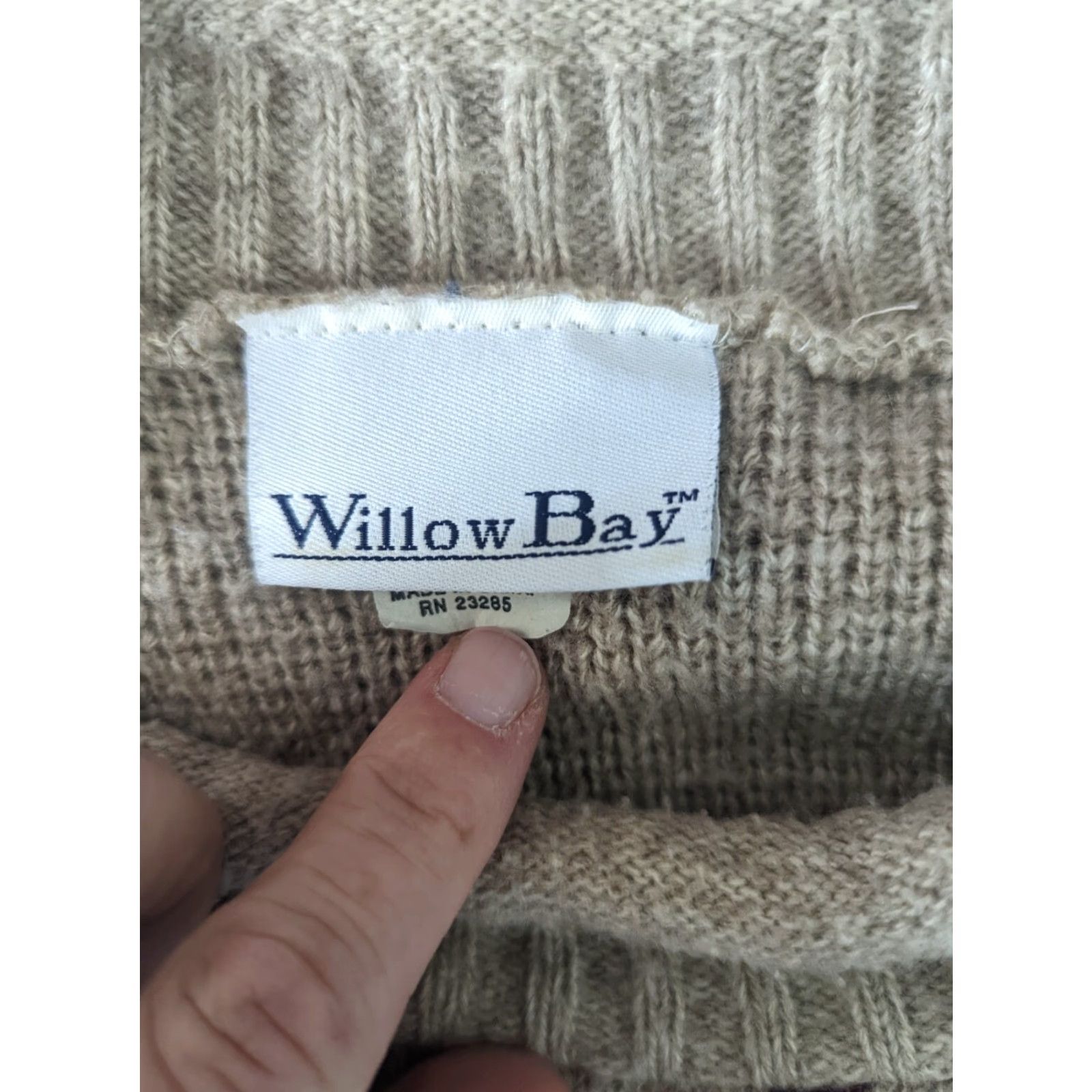 Vintage VINTAGE 90s Mock Neck Fair Isle Relaxed Sweater Beige Floral Cottagecore Grunge S3C Size L / US 10 / IT 46 - 4 Thumbnail