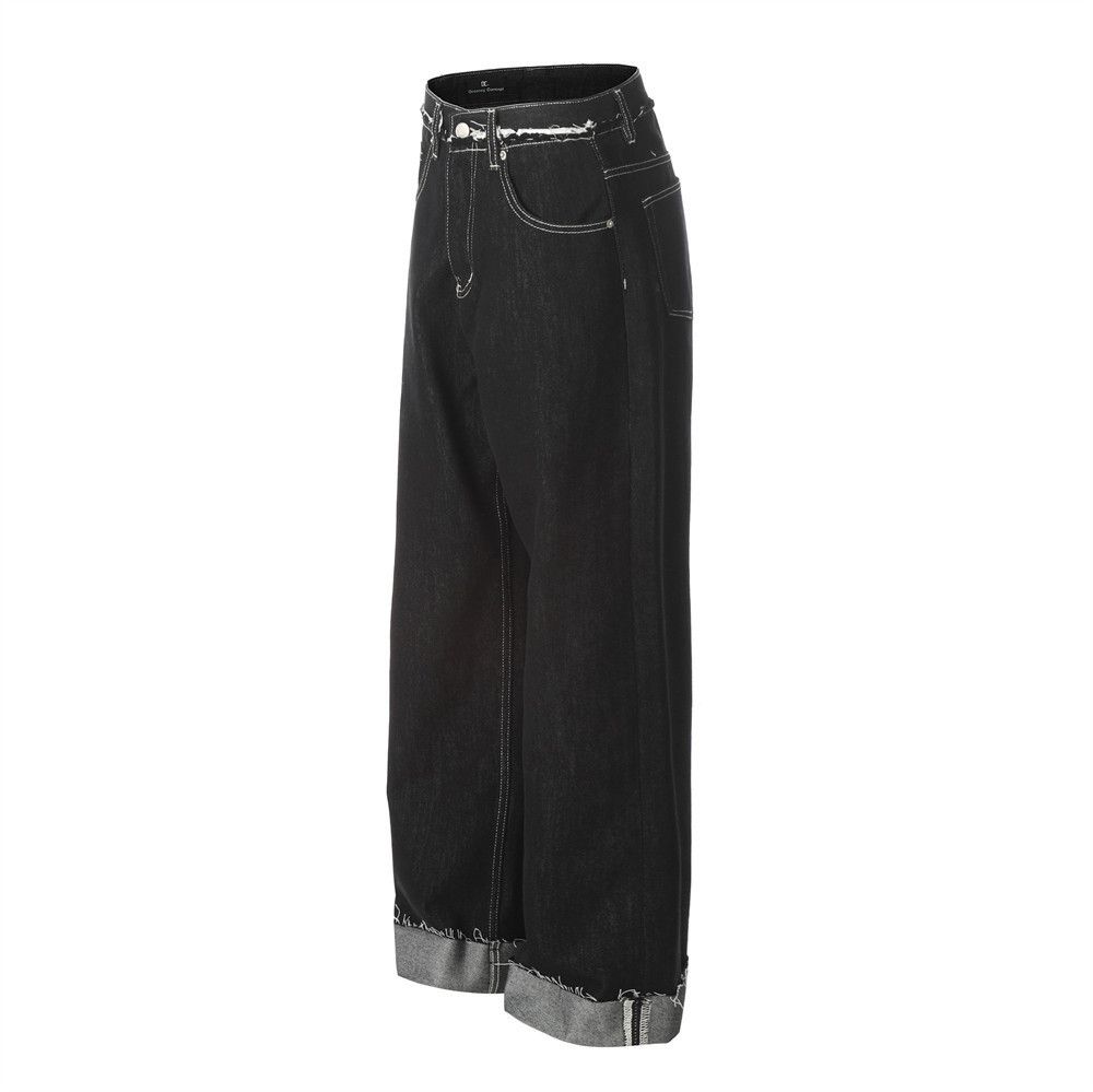 Japanese Brand × Jean High street patchwork raw edge loose straight casual jeans Size US 32 / EU 48 - 2 Thumbnail