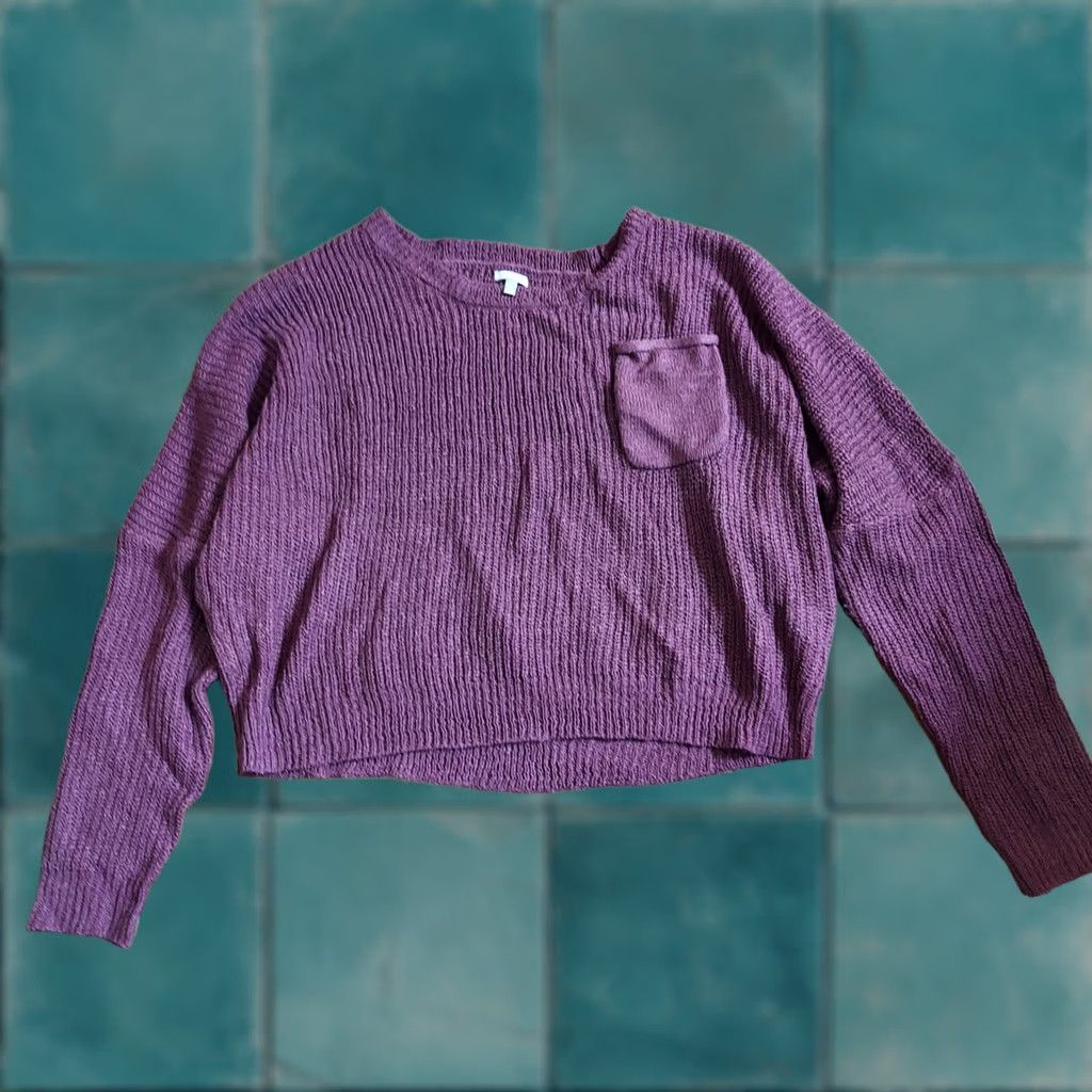 Vintage Charlotte Russe Maroon Burgundy Cropped Knit Sweater XL Womens Retail Size XL / US 12-14 / IT 48-50 - 1 Thumbnail