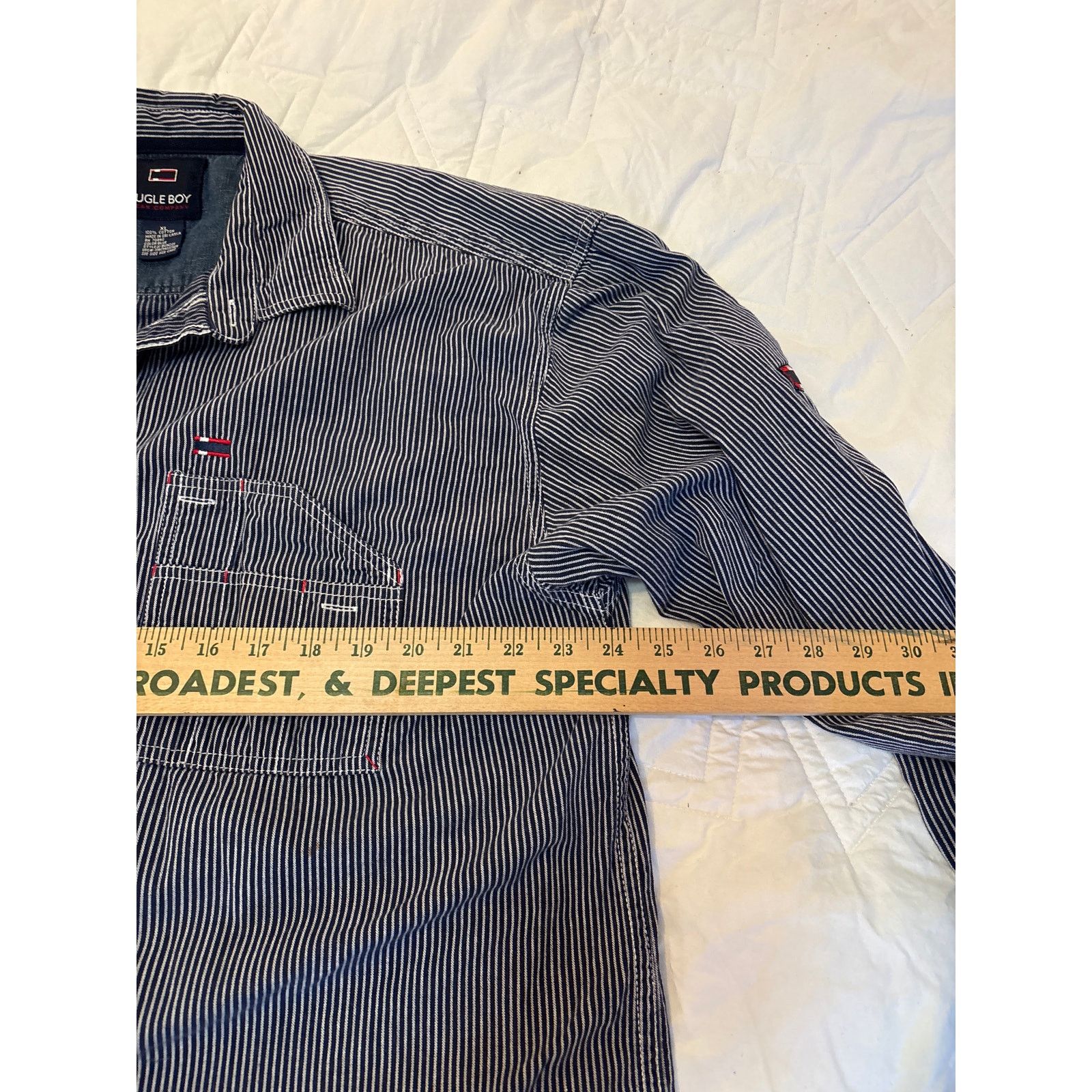 Bugle Boy Vintage Bugle Boy Striped Jean Shirt Size US XL / EU 56 / 4 - 4 Thumbnail