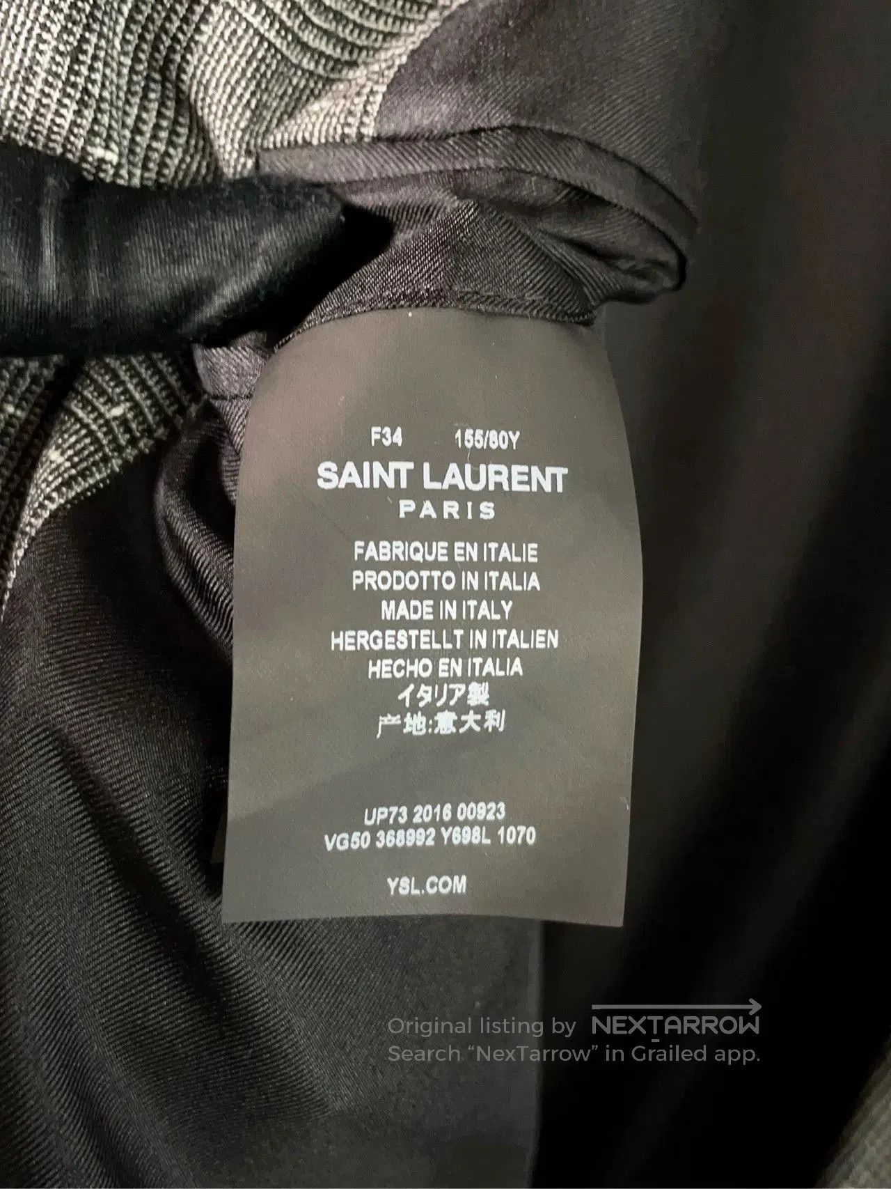 Saint Laurent Paris SAINT LAURENT Gray Check Wool Blazer. Size XXS / US 00 / IT 34 - 8 Thumbnail