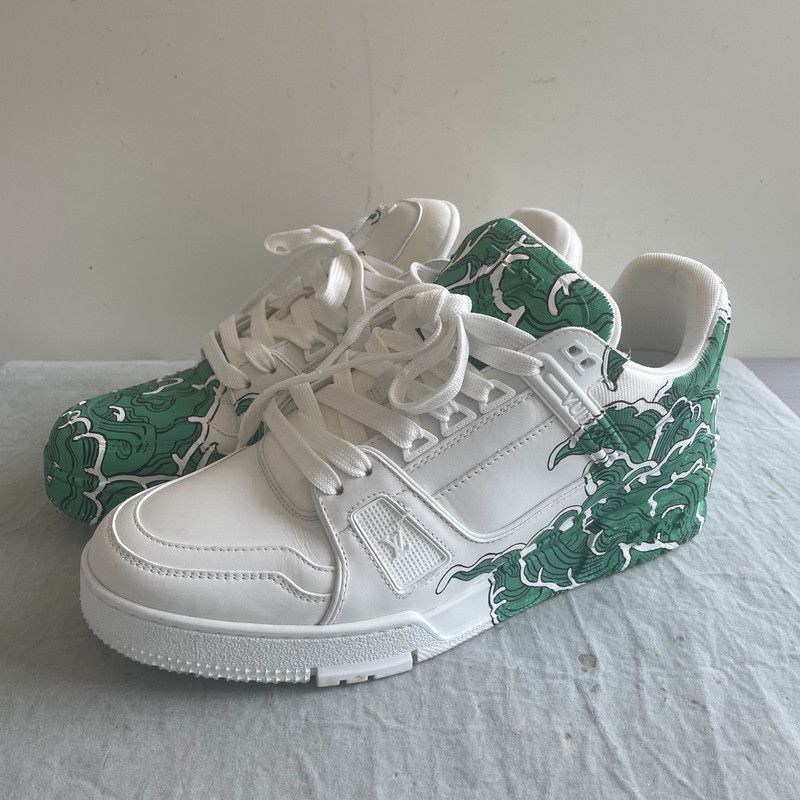 Louis Vuitton Louis Vuitton Green & White Trainer Sneakers 0079 Size US 8 / EU 41 - 1 Thumbnail