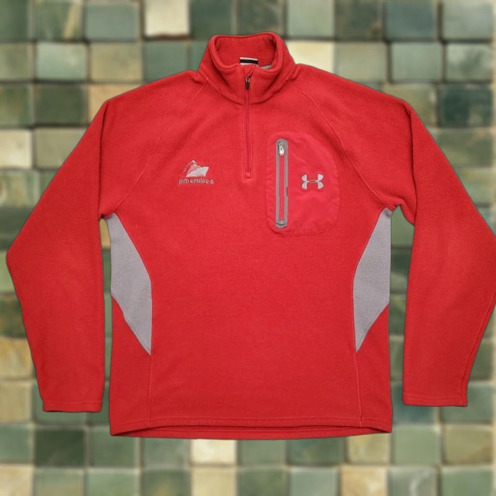 Under Armour Under Armour Sweater Mens S Red 1/4 Zip Fleece Pullover Casual Outdoor 1/4 Zip Long Sleeve Logo Embroidered Zip Mens Size US S / EU 44-46 / 1 - 1 Thumbnail