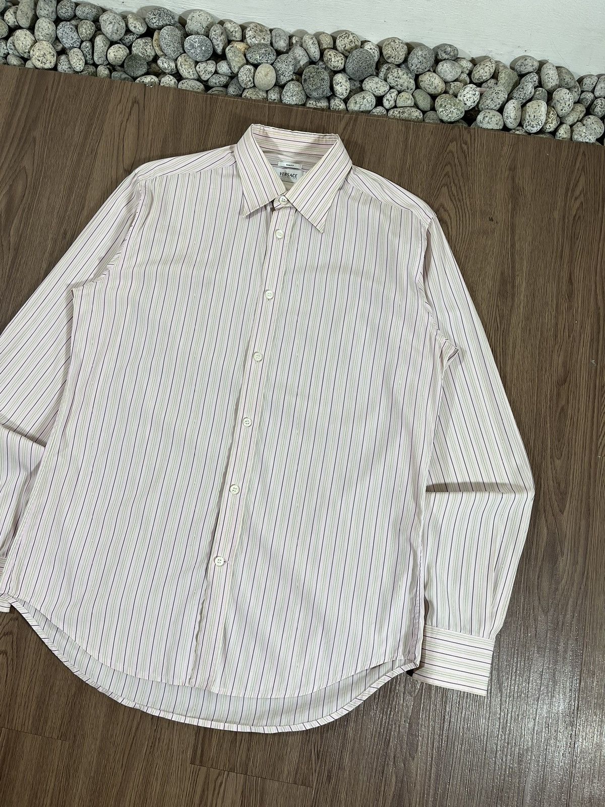 Versace Versace Italy Soft Pink Striped Button Up Shirt – (40 M) Size US M / EU 48-50 / 2 - 4 Thumbnail