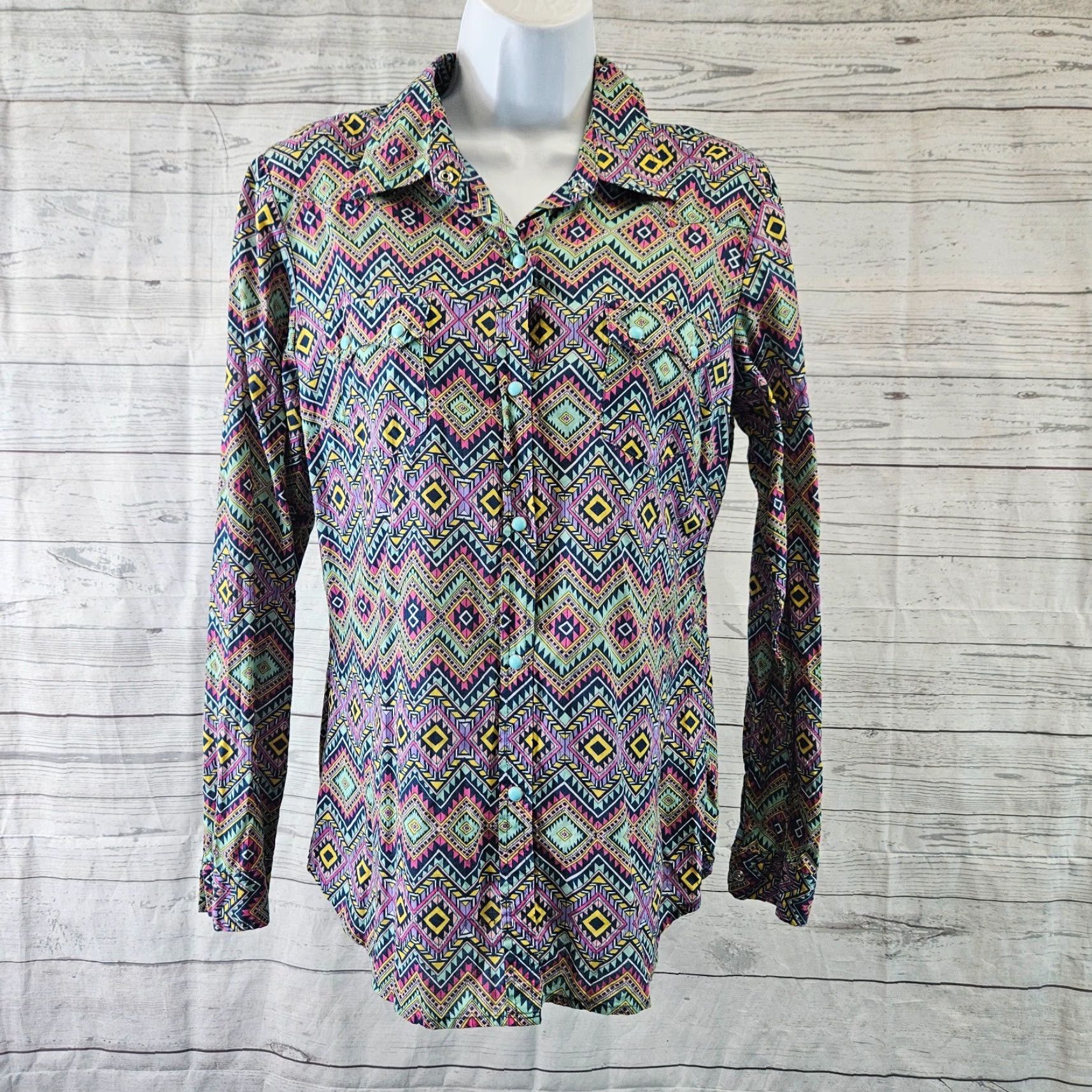 Roper Roper Shirt Womens Pearl Snap Purple Yellow Long Sleeve Cotton Size M Size M / US 6-8 / IT 42-44 - 2 Thumbnail