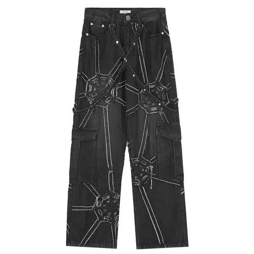 Japanese Brand Net Splicing Baggy Jeans Size US 30 / EU 46 - 1 Thumbnail
