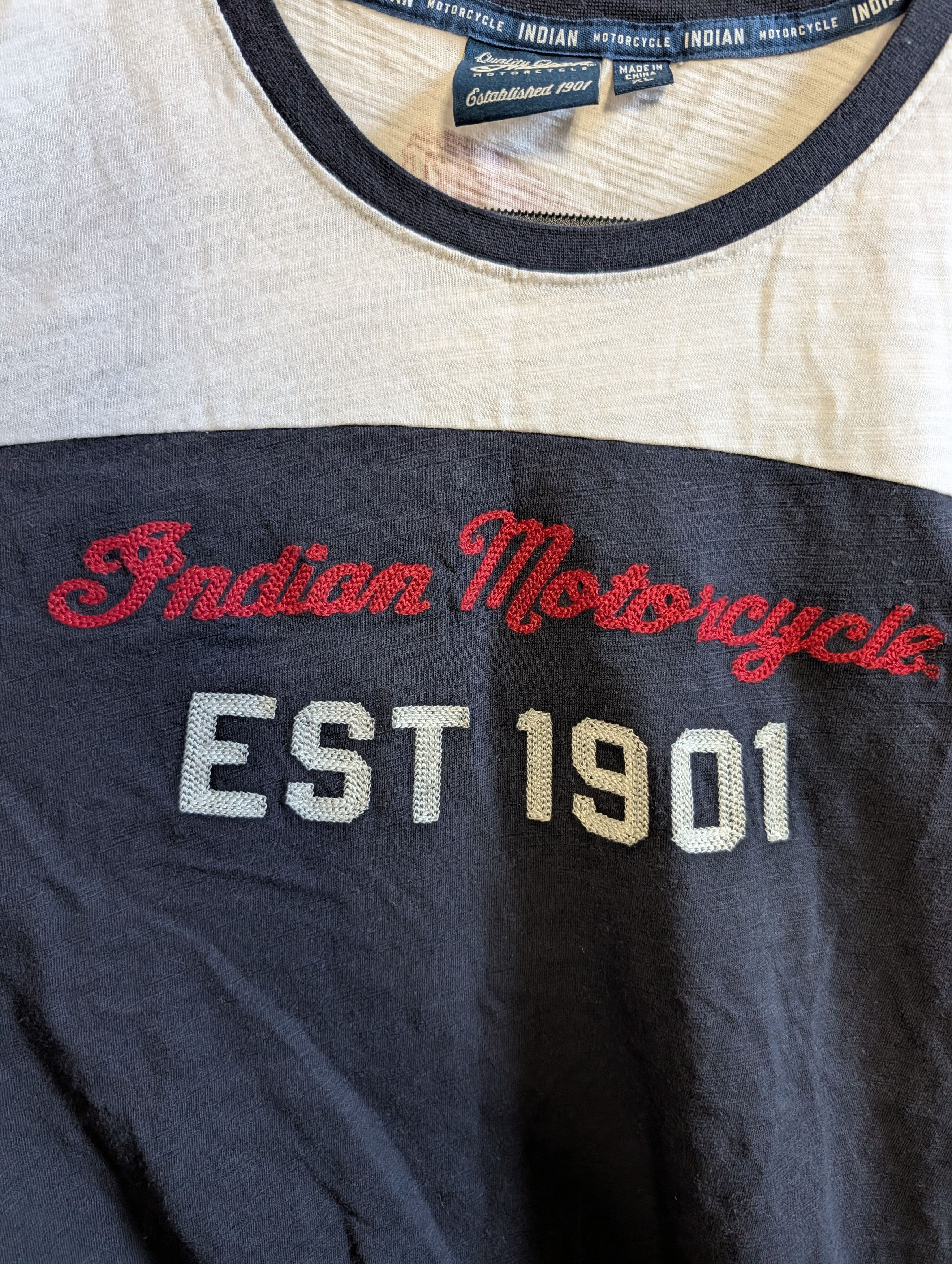 Indian Motorcycle Chain stitch 1901 logo L/S textured ringer t-shirt Size US XL / EU 56 / 4 - 3 Thumbnail