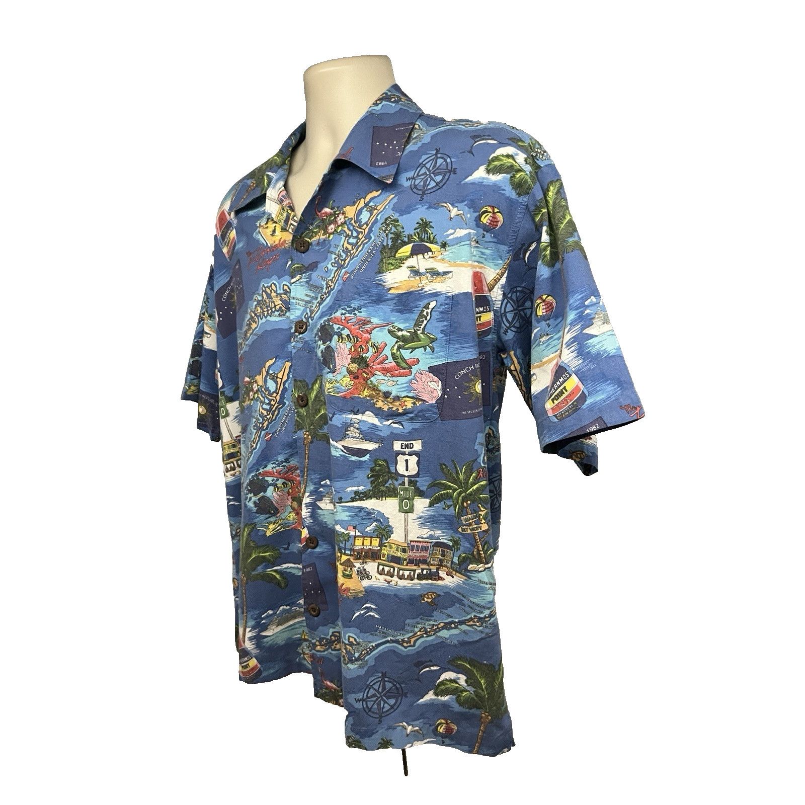 Vintage David Carey Blue Hawaiian Button Up Shirt Mens Large Pocket Size US L / EU 52-54 / 3 - 3 Thumbnail