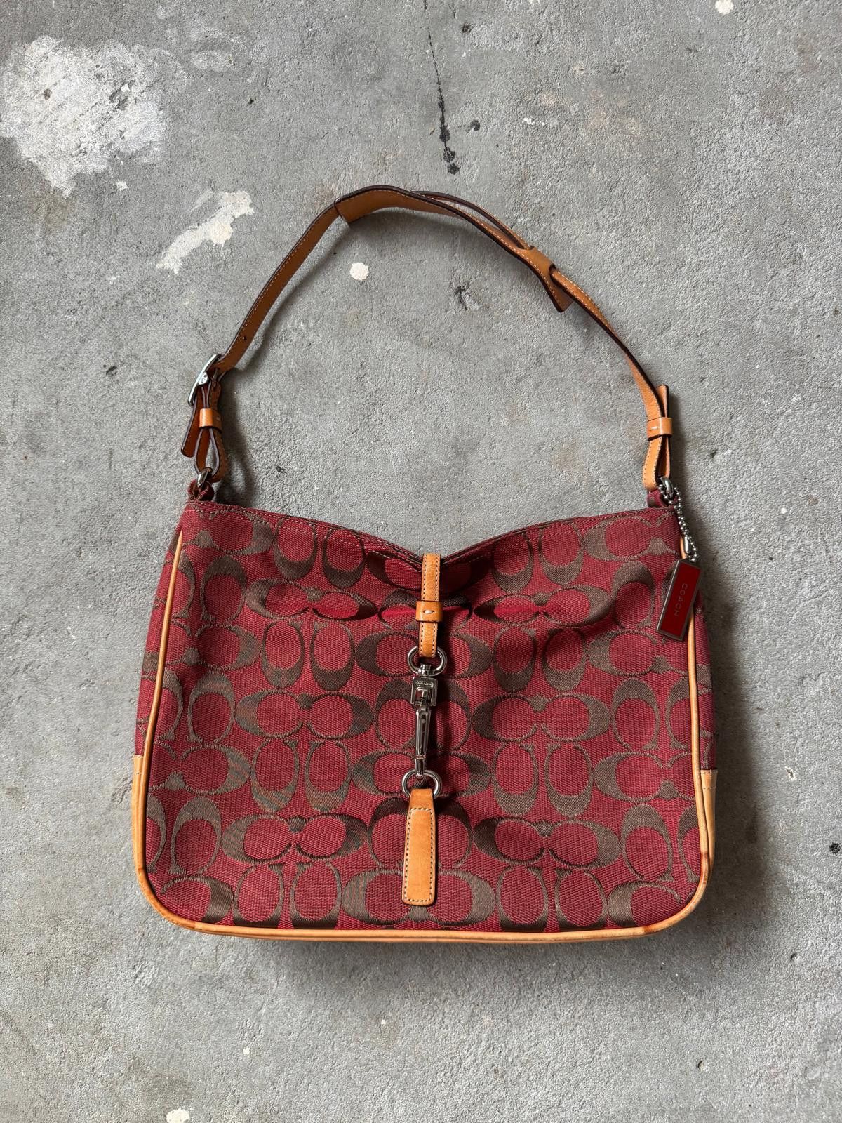 Coach Coach Hobo Signature Clip Canvas Handbag 'Red/Beige' Size ONE SIZE - 1 Thumbnail