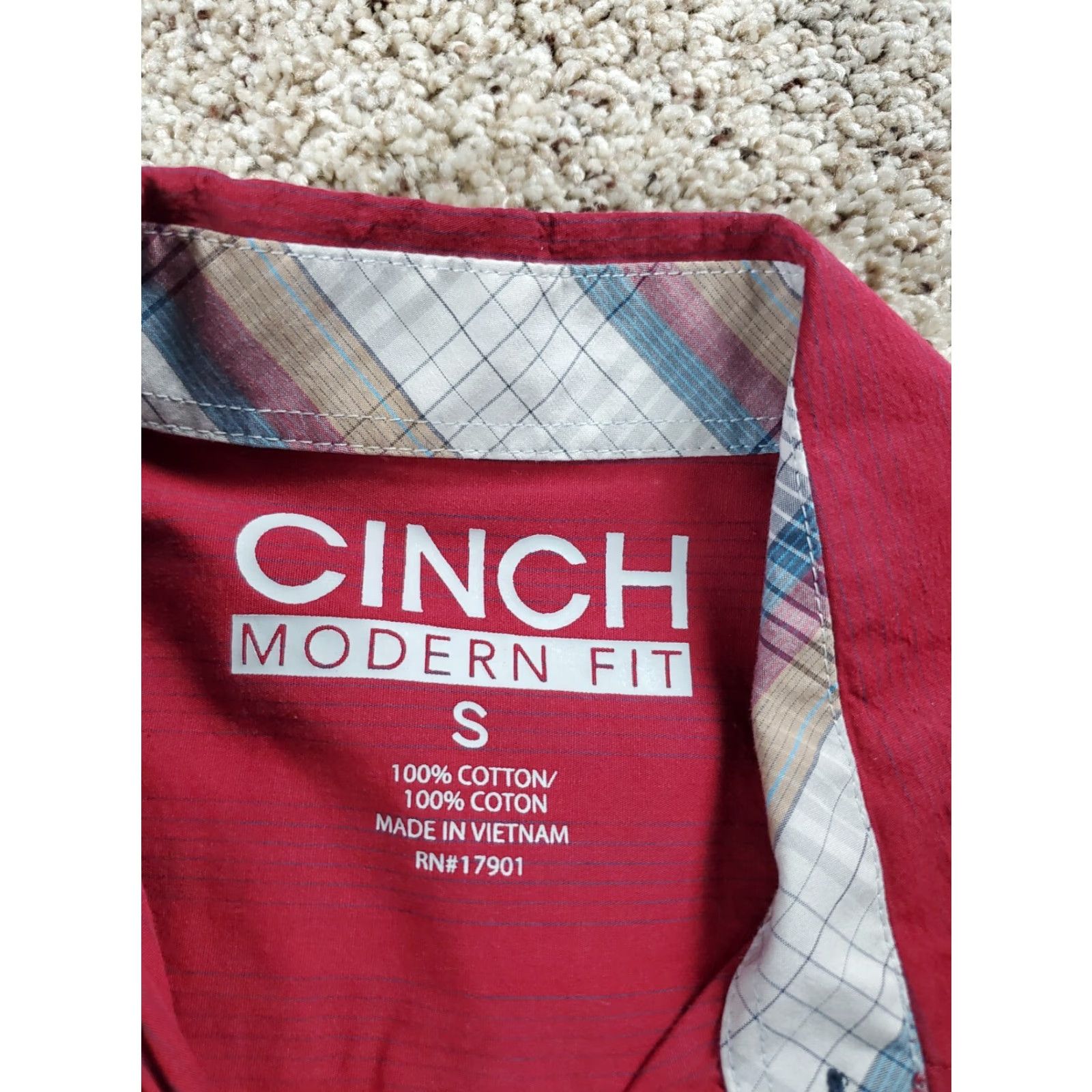 Vintage Cinch Shirt Men Small Red Long Sleeve Button Up Cotton Pinstripe Modern Fit Size US S / EU 44-46 / 1 - 4 Thumbnail