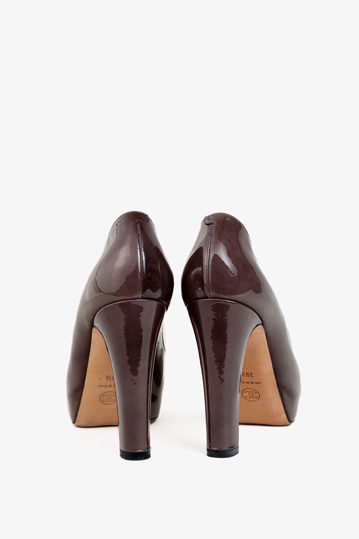 Chanel Chanel Brown Patent Leather Mirror Platform Pumps Size US 9 / IT 39 - 3 Thumbnail