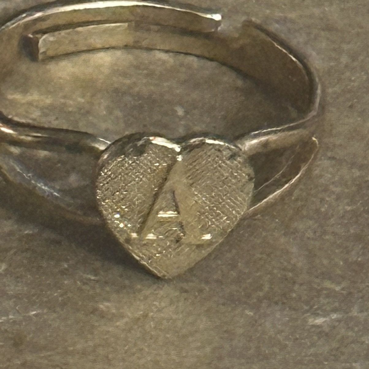 Vintage Vintage letter A heart shaped adjustable ring Size ONE SIZE - 2 Thumbnail