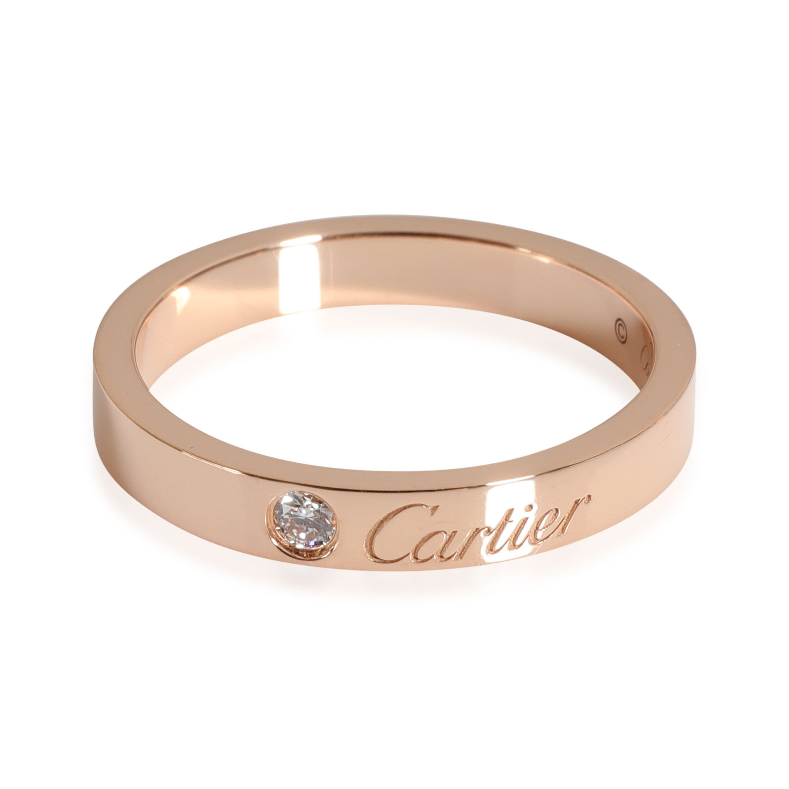 image of Cartier C De Cartier Diamond Wedding Band In 18K Rose Gold 0.03 Ctw, Women's