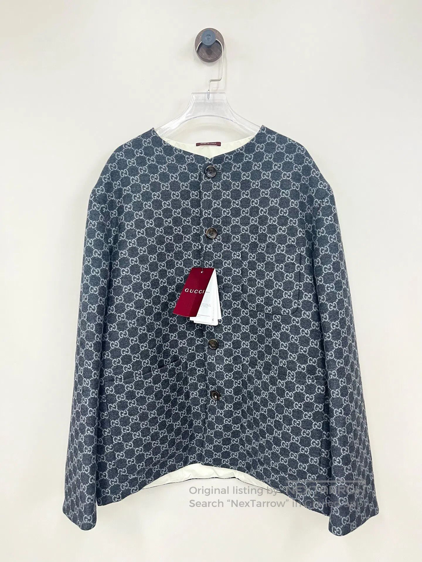Gucci Guicci Gray Double G All-over Printed Single-breasted Long Size US M / EU 48-50 / 2 - 1 Thumbnail