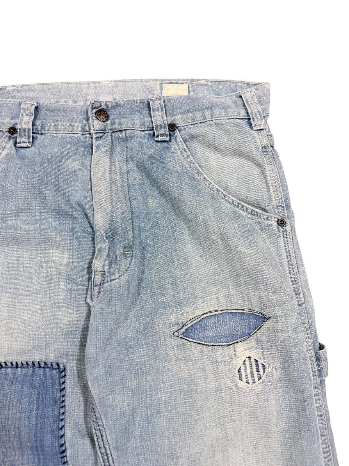 Blue Blue Japan Vtg🔥H.R Market Blue Blue Japan Carpenter Sashiko Jeans Size US 33 - 8 Thumbnail