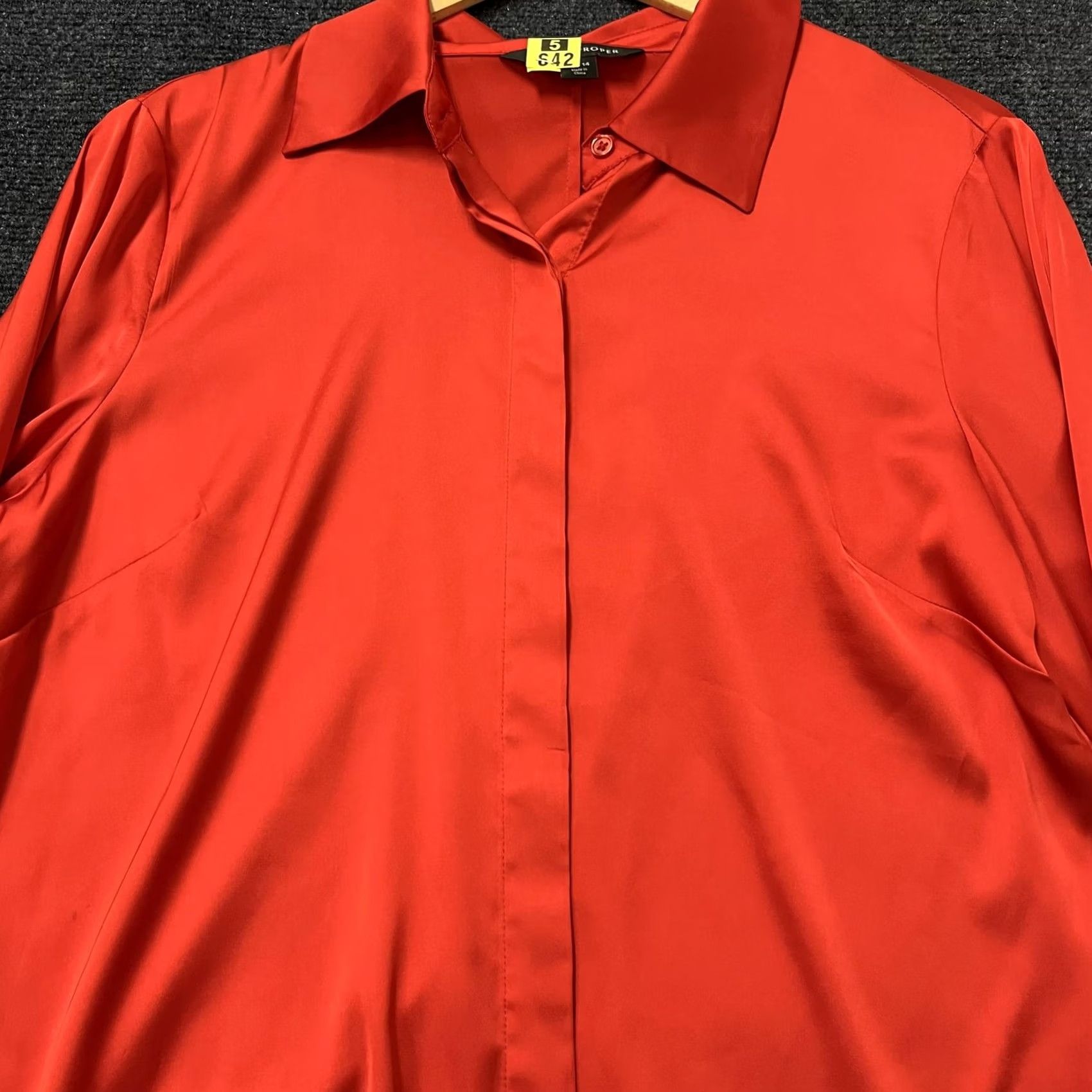 Roper Roper Womens 14 Red Long Sleeve Button Front Western Dressy Shirt Top Size XL / US 12-14 / IT 48-50 - 3 Thumbnail