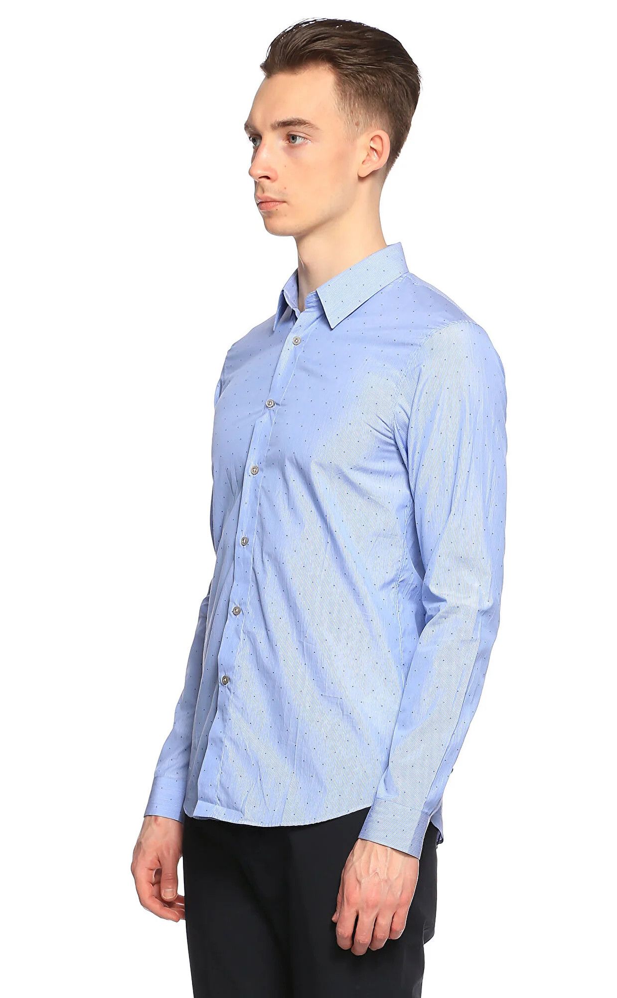 Jil Sander JIL SANDER blue slim fit striped polka dots shirt 42 XL Size US XL / EU 56 / 4 - 3 Thumbnail