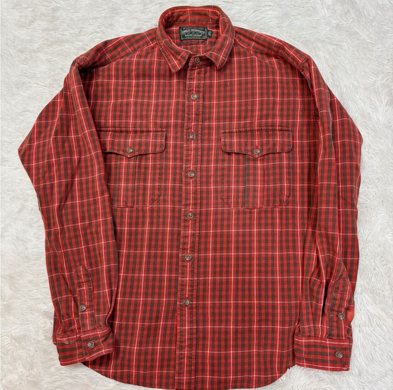 Ralph Lauren Polo Country Ralph Lauren Work Shirt Rust Cotton Flannel Size US L / EU 52-54 / 3 - 1 Thumbnail