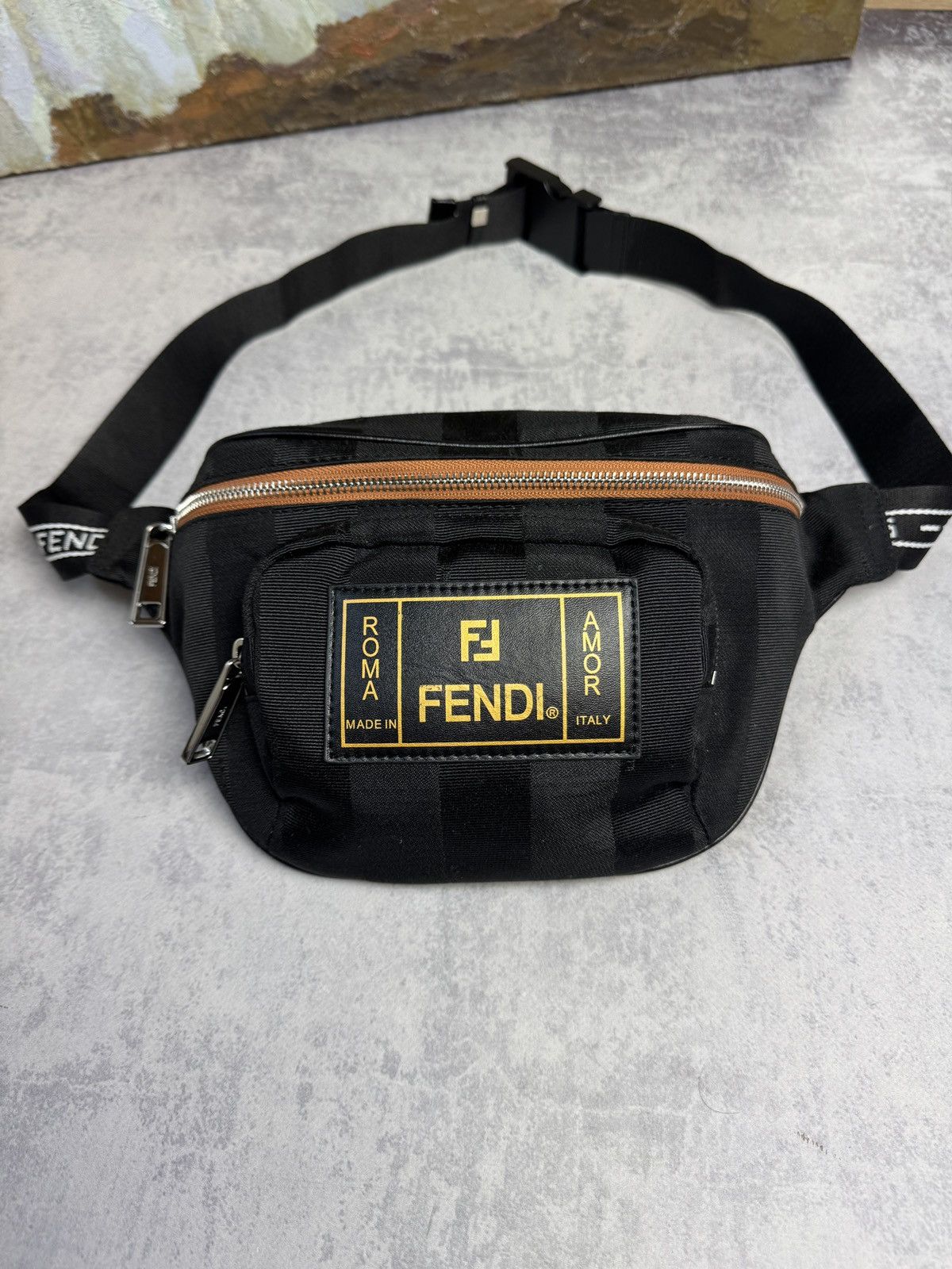 Fendi Nylon Pouch Luxury Sling Logo Banan Shoulder Y2K Bag