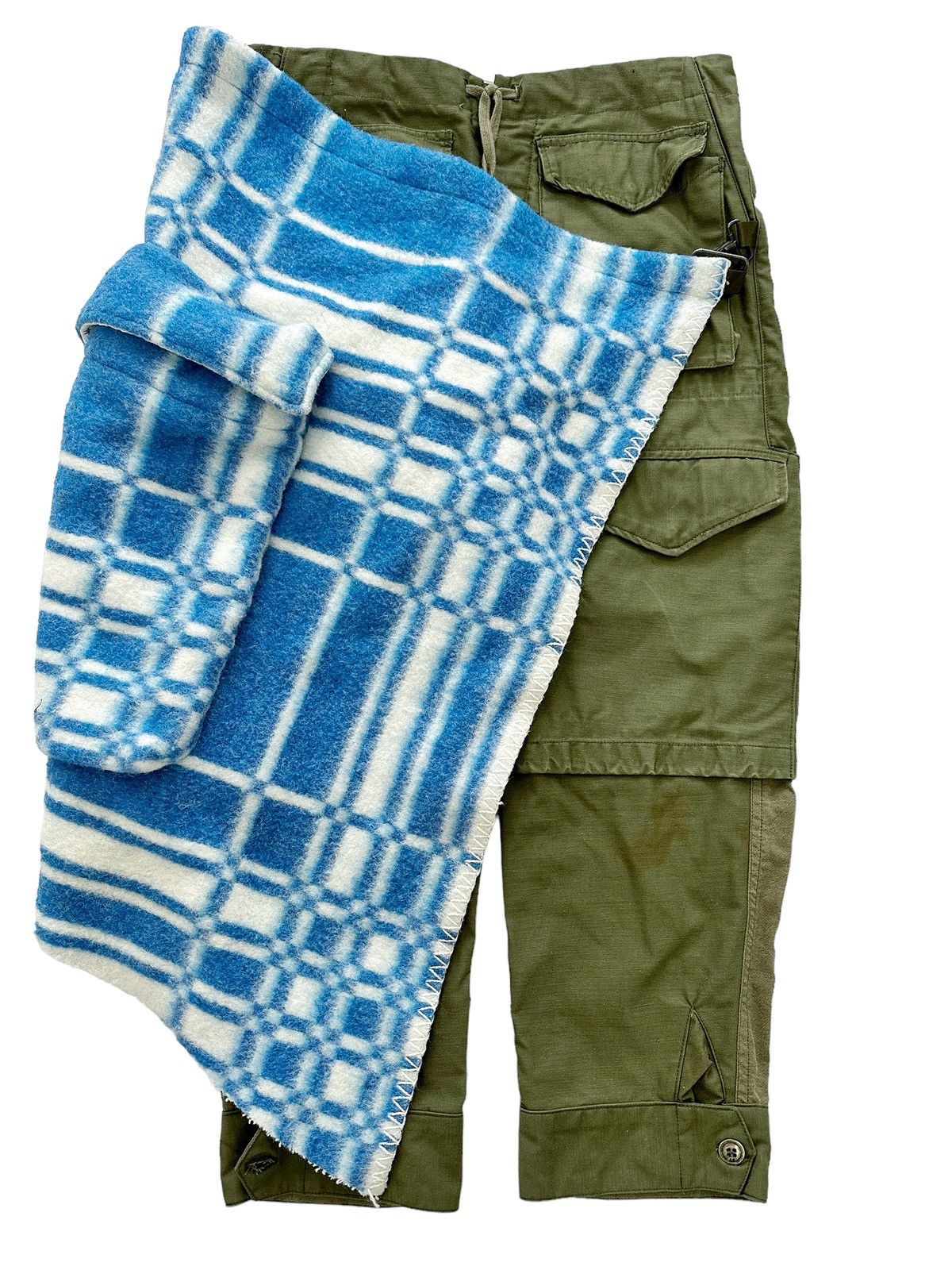image of Greg Lauren Sample Wool Vintage Blanket Apron Skirt Cargo in Green, Men's (Size 32)