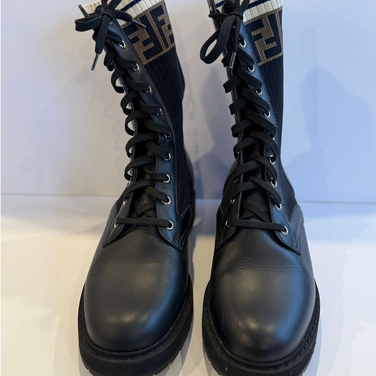 Fendi Fendi Leather Combat Boot with FF Cuff Size 40.5 Size US 9.5 / IT 39.5 - 8 Thumbnail