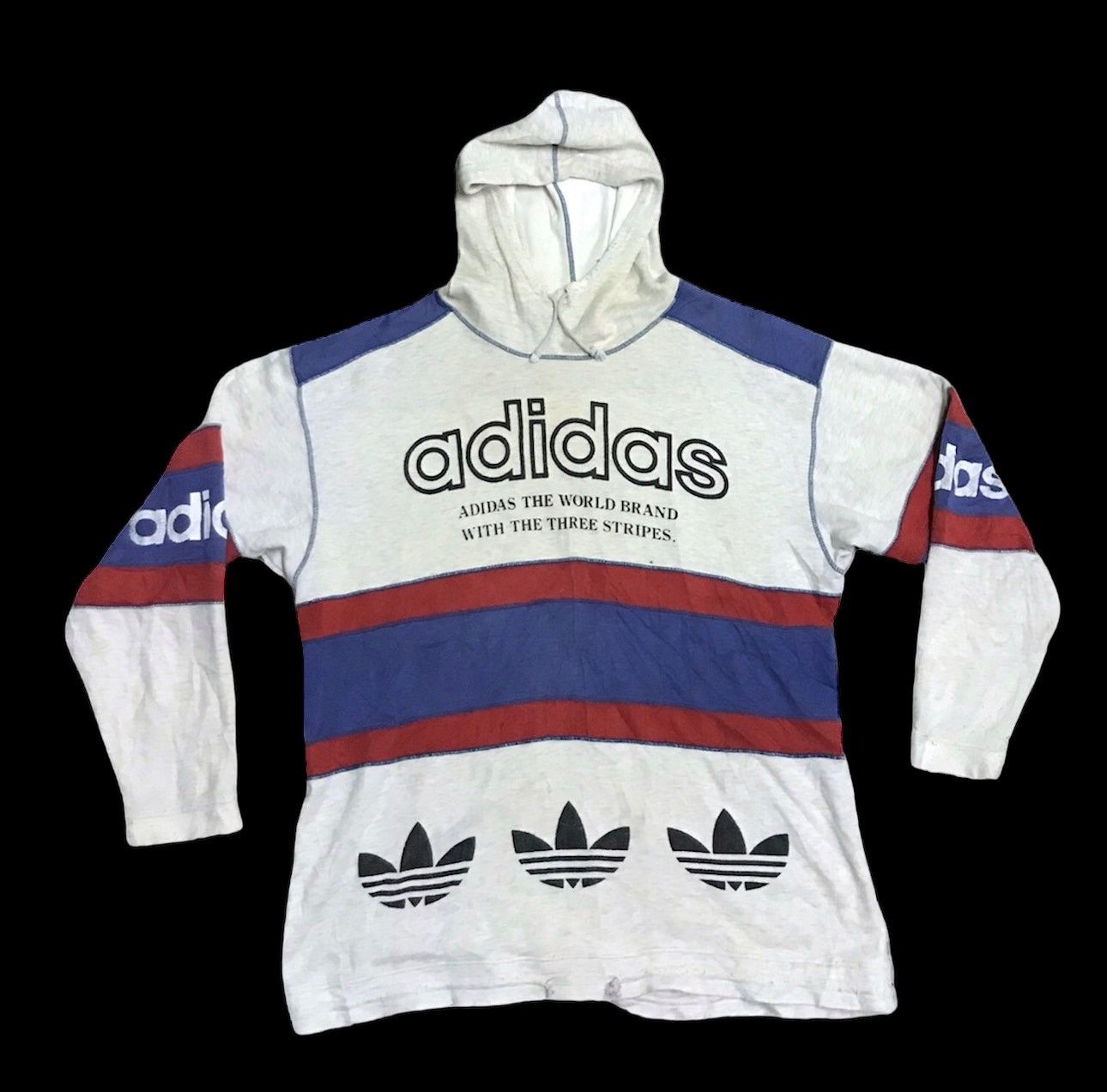 Vintage Vintage 90s Adidas pullover big logo hoodie Size US L / EU 52-54 / 3 - 2 Thumbnail