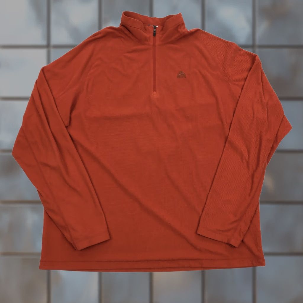 Nike ACG Nike ACG Pullover Top Mens L 1/4 Zip Fleece Grid Rust Orange Activewear Mock Neck Raglan Sleeve Size US L / EU 52-54 / 3 - 1 Thumbnail