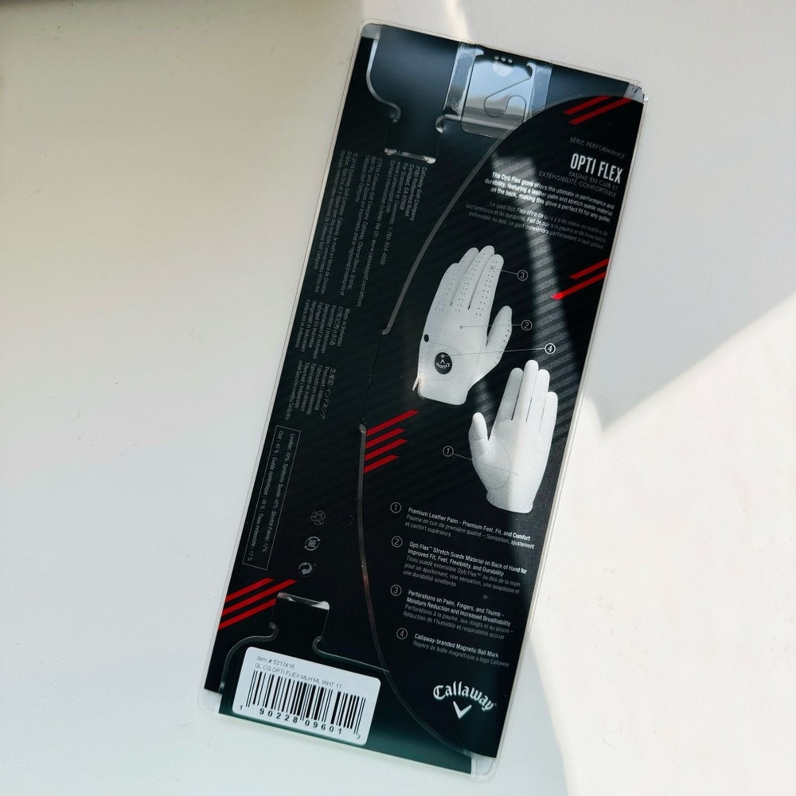Callaway NEW MENS CALLAWAY White Premium Leather Golf Glove M L REG Size ONE SIZE - 5 Thumbnail