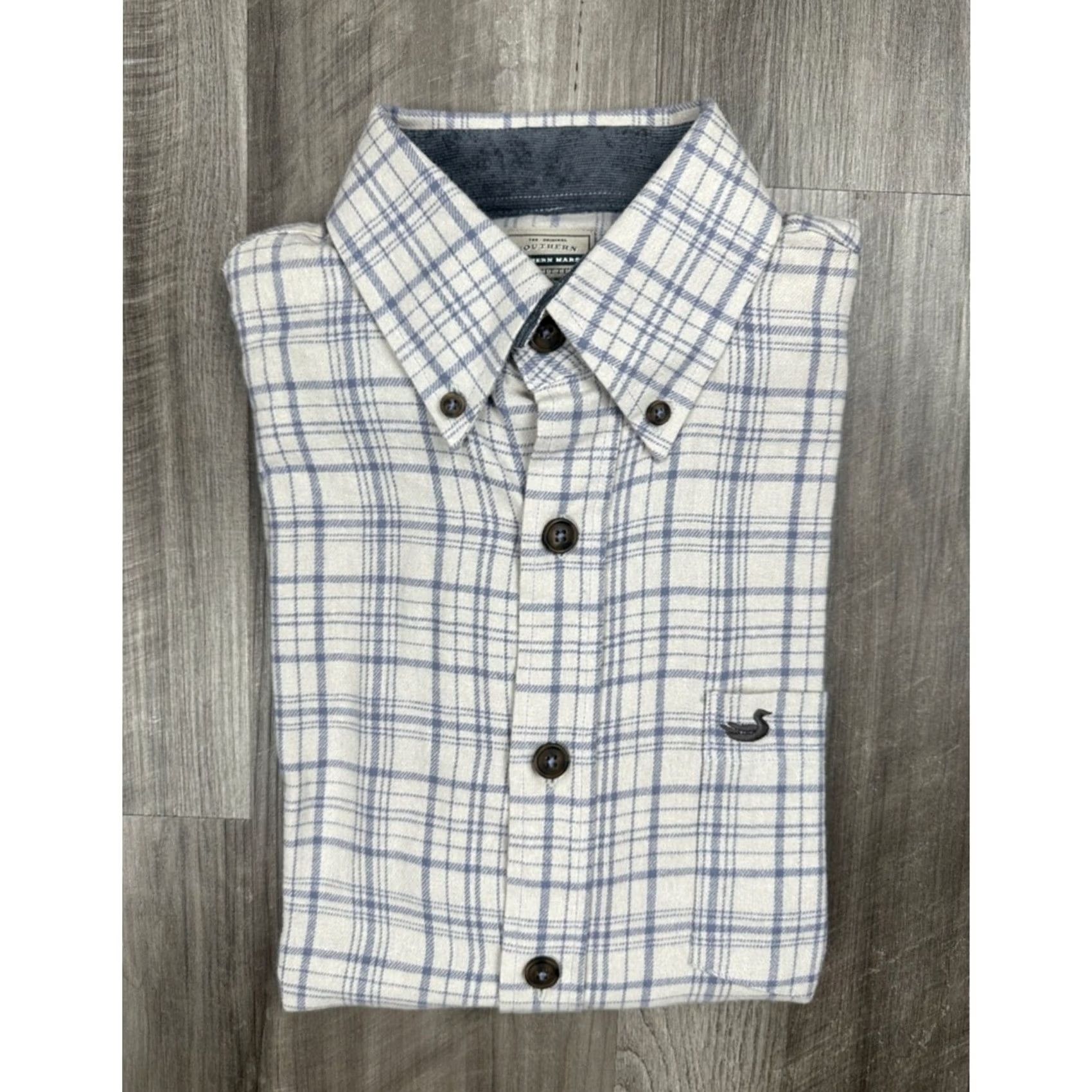 Vintage Southern Marsh Flannel Plaid Long Sleeve Shirt - M Mens Gray Size US M / EU 48-50 / 2 - 2 Thumbnail