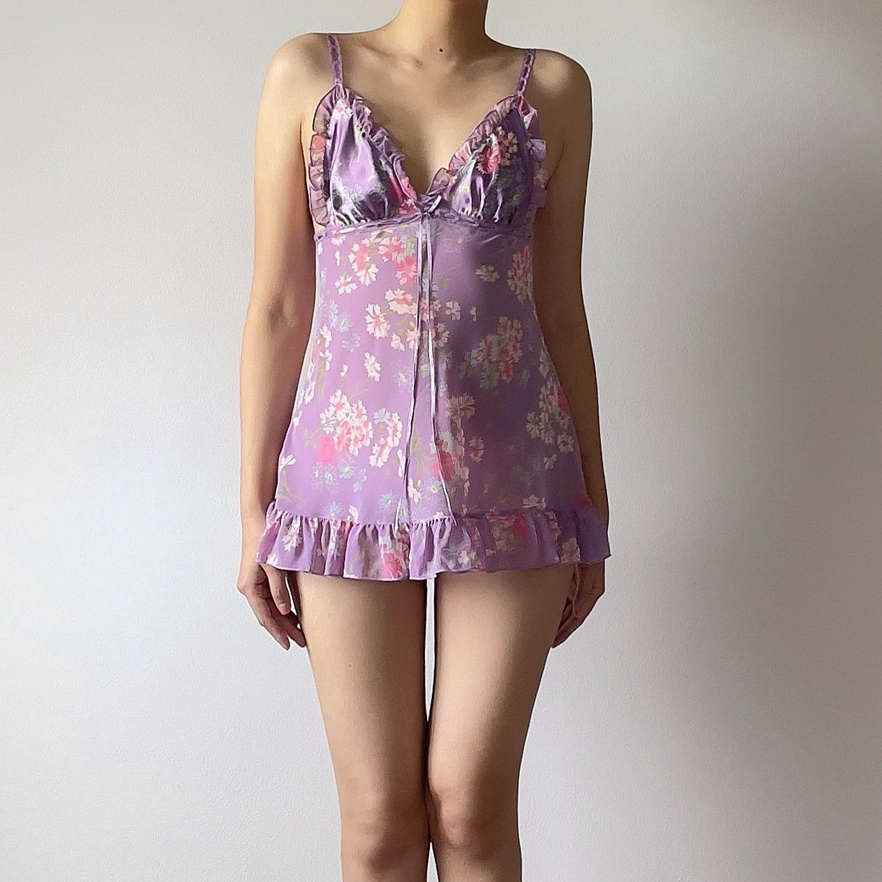 Victoria's Secret Victoria’s Secret Floral Chiffon Mini Slip Dress (XS) Size XS / US 0-2 / IT 36-38 - 4 Thumbnail