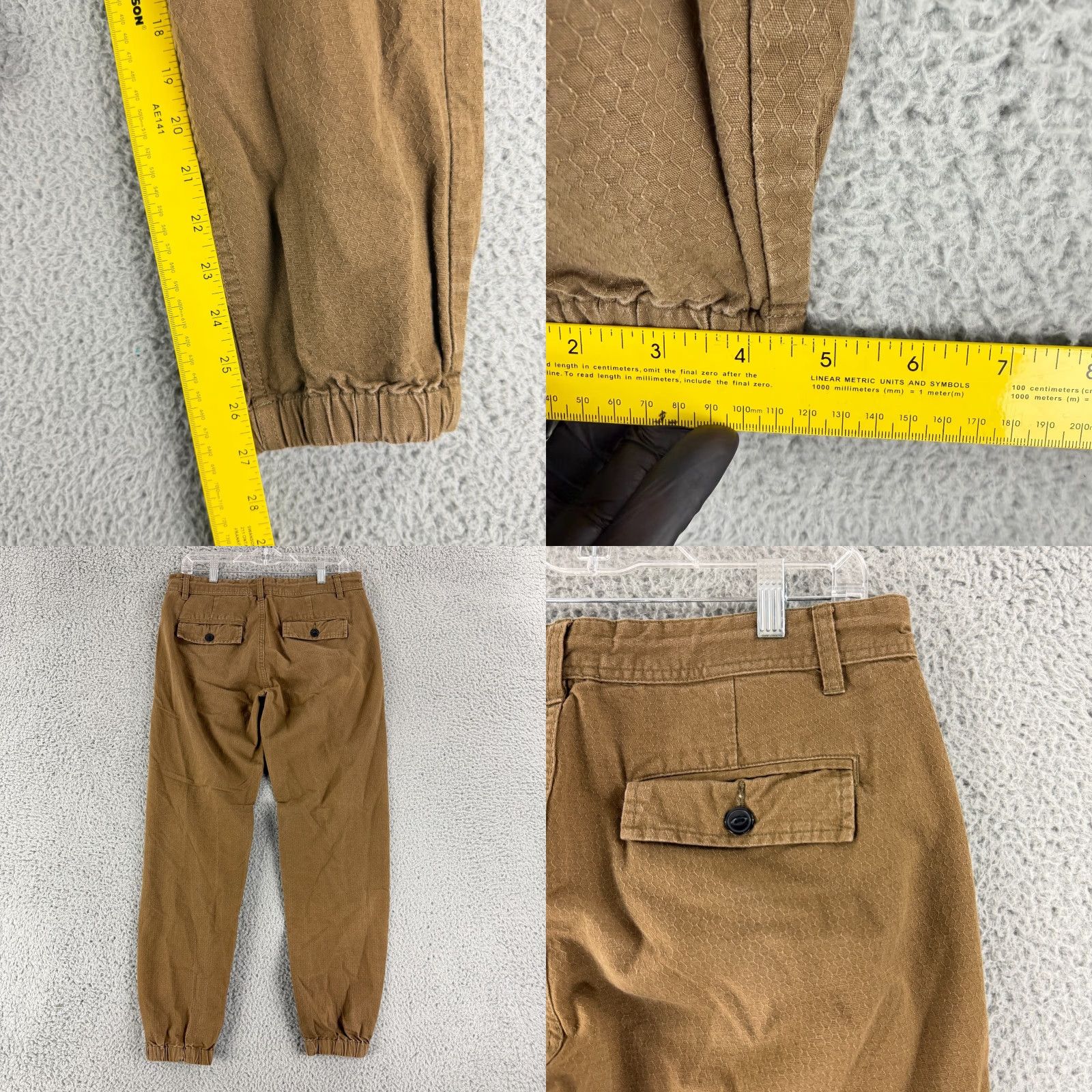 Anthropologie Koto Slim Fit Joggers Mens Size 32 Brown Khaki Chino Casual Pants Regular Cotton Comfort Breathable Front Pocket Slant Casual Classic Jogger Style Size US XS / EU 42 / 0 - 8 Thumbnail