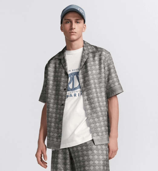 Dior o1w1db11225 493C51 Cannage Short-Sleeved Shirt in Gray Size US L / EU 52-54 / 3 - 4 Thumbnail